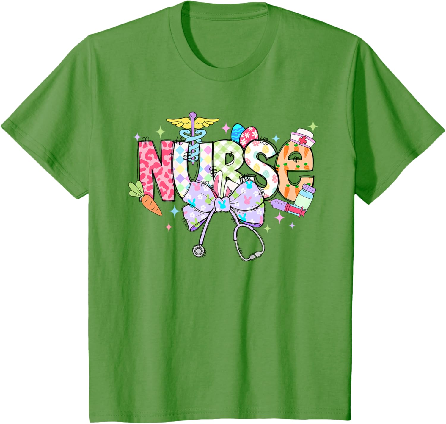 Coquette Bow Stethoscope Nurse Happy Easter Day T-Shirt