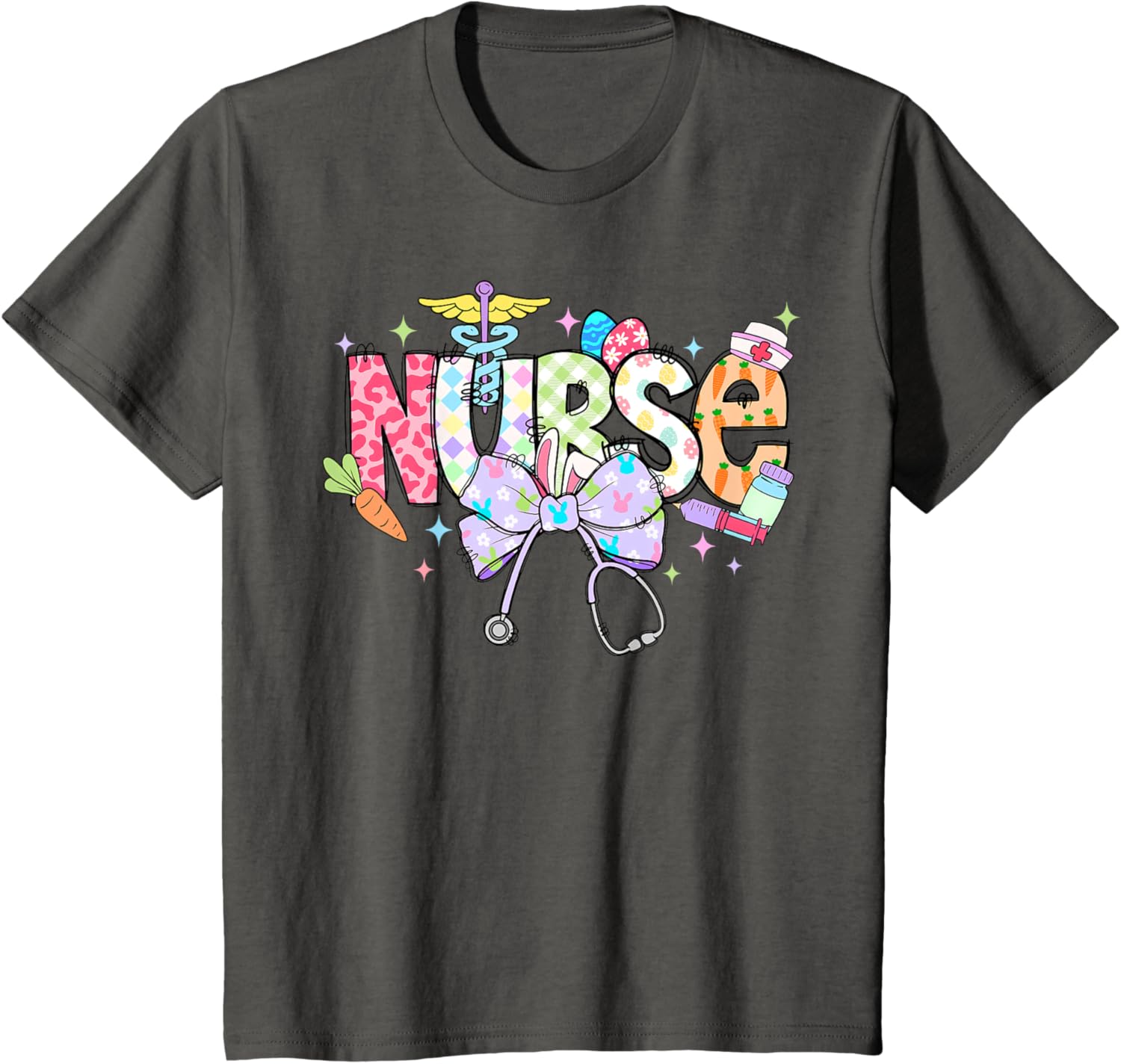 Coquette Bow Stethoscope Nurse Happy Easter Day T-Shirt