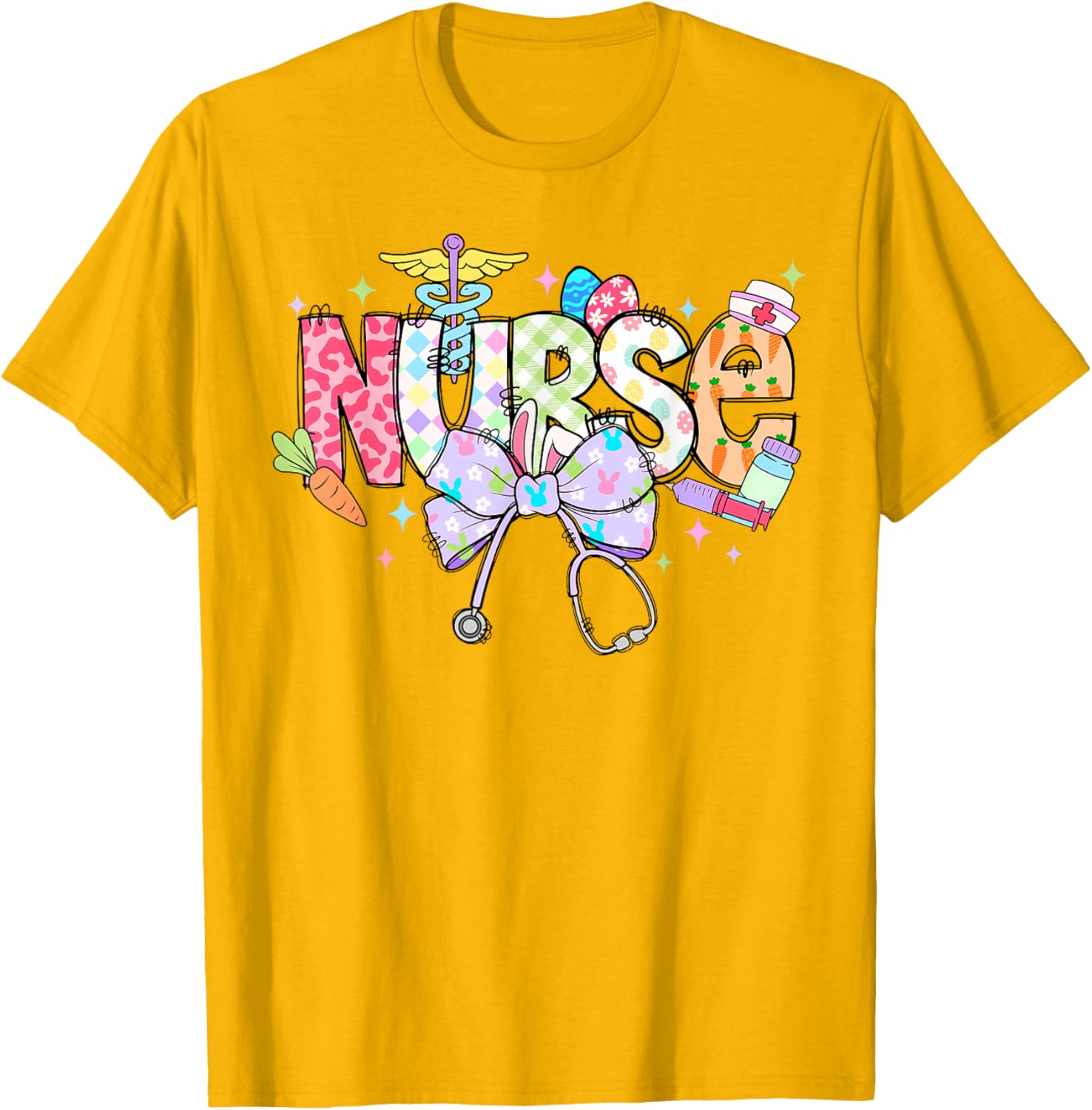 Coquette Bow Stethoscope Nurse Happy Easter Day T-Shirt