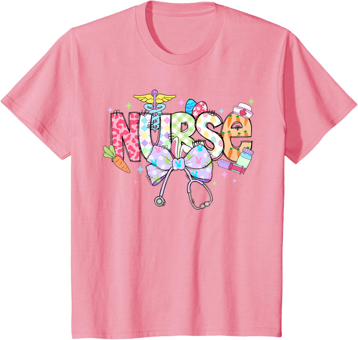 Coquette Bow Stethoscope Nurse Happy Easter Day T-Shirt