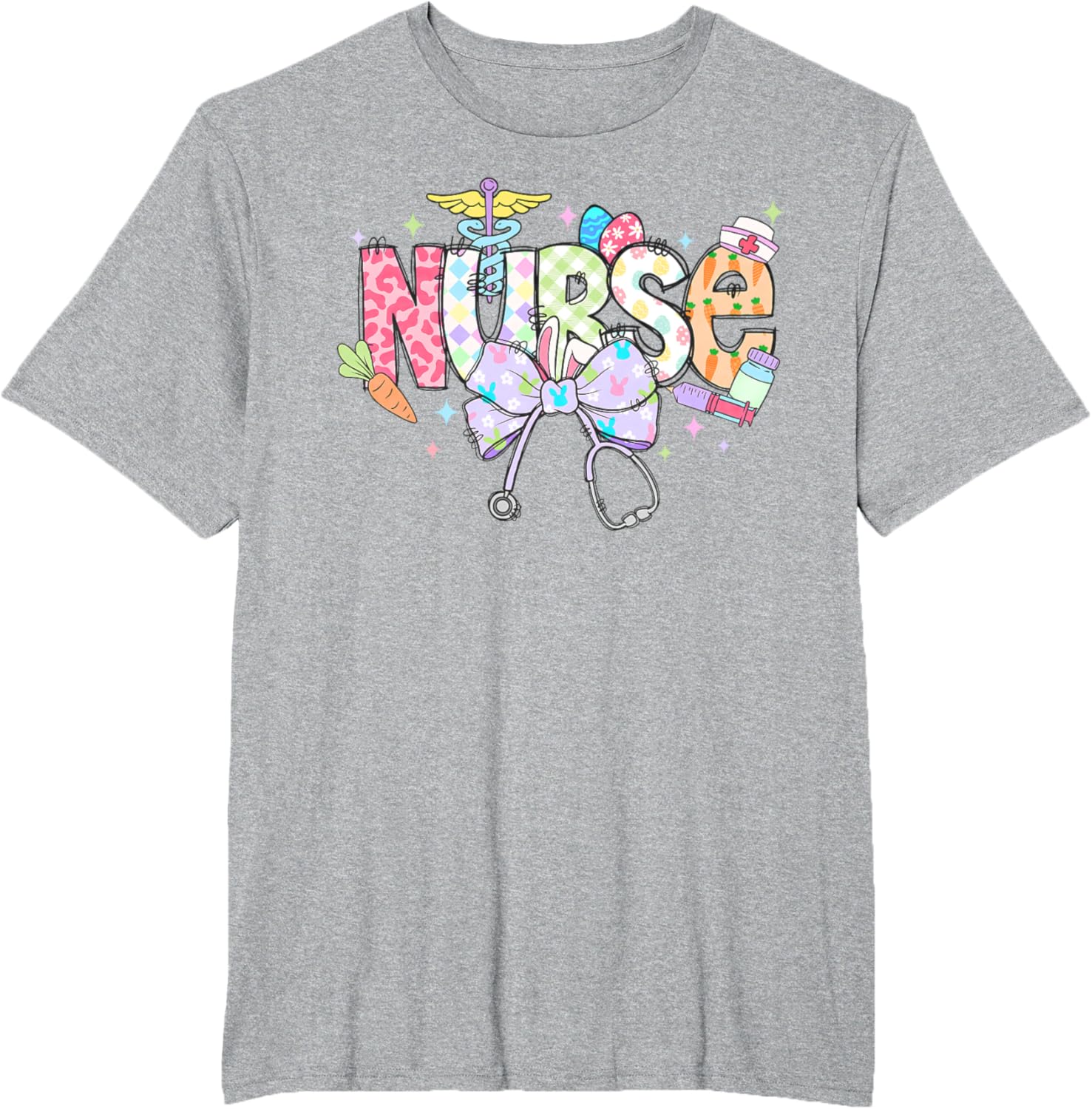 Coquette Bow Stethoscope Nurse Happy Easter Day T-Shirt