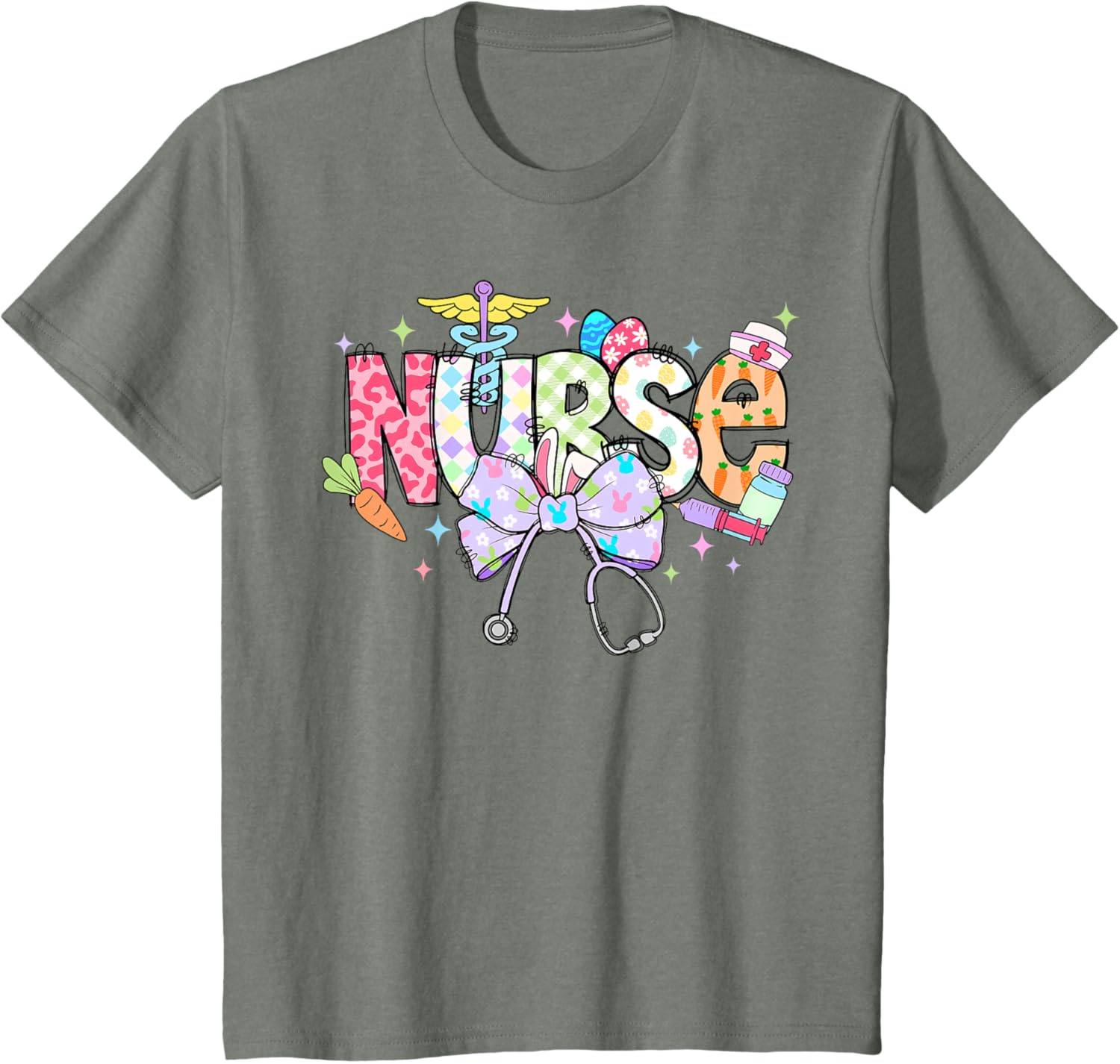 Coquette Bow Stethoscope Nurse Happy Easter Day T-Shirt