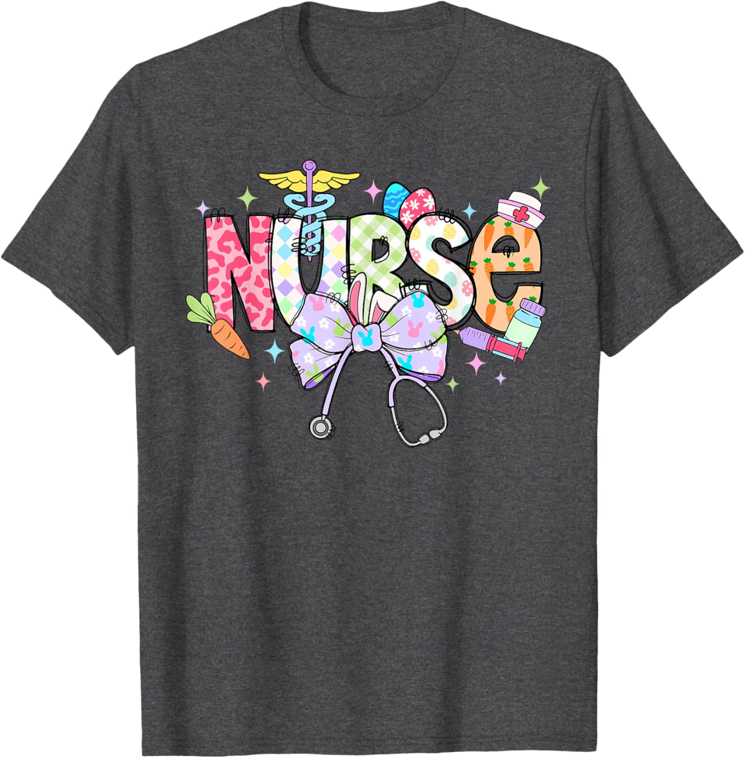 Coquette Bow Stethoscope Nurse Happy Easter Day T-Shirt