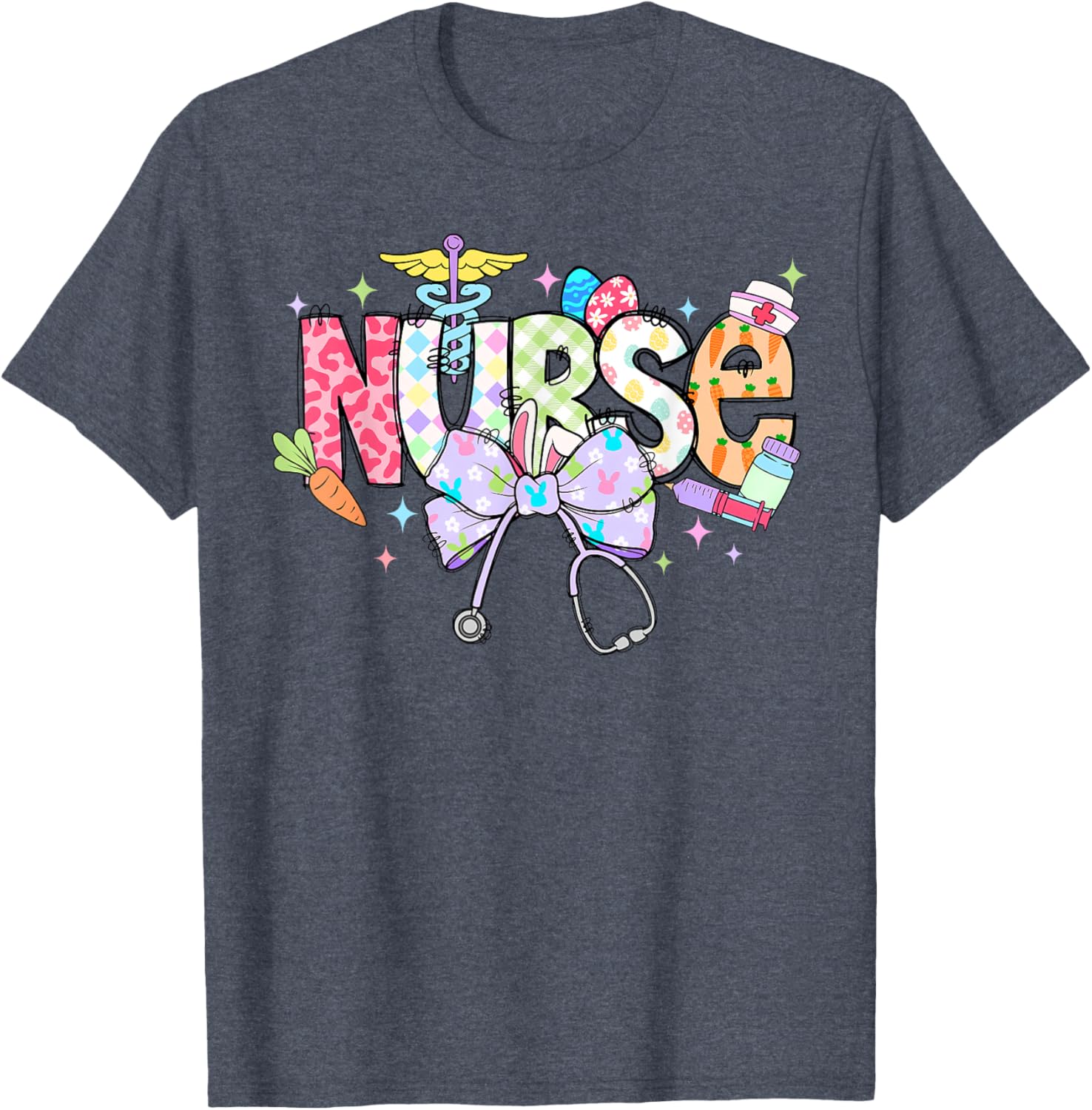 Coquette Bow Stethoscope Nurse Happy Easter Day T-Shirt