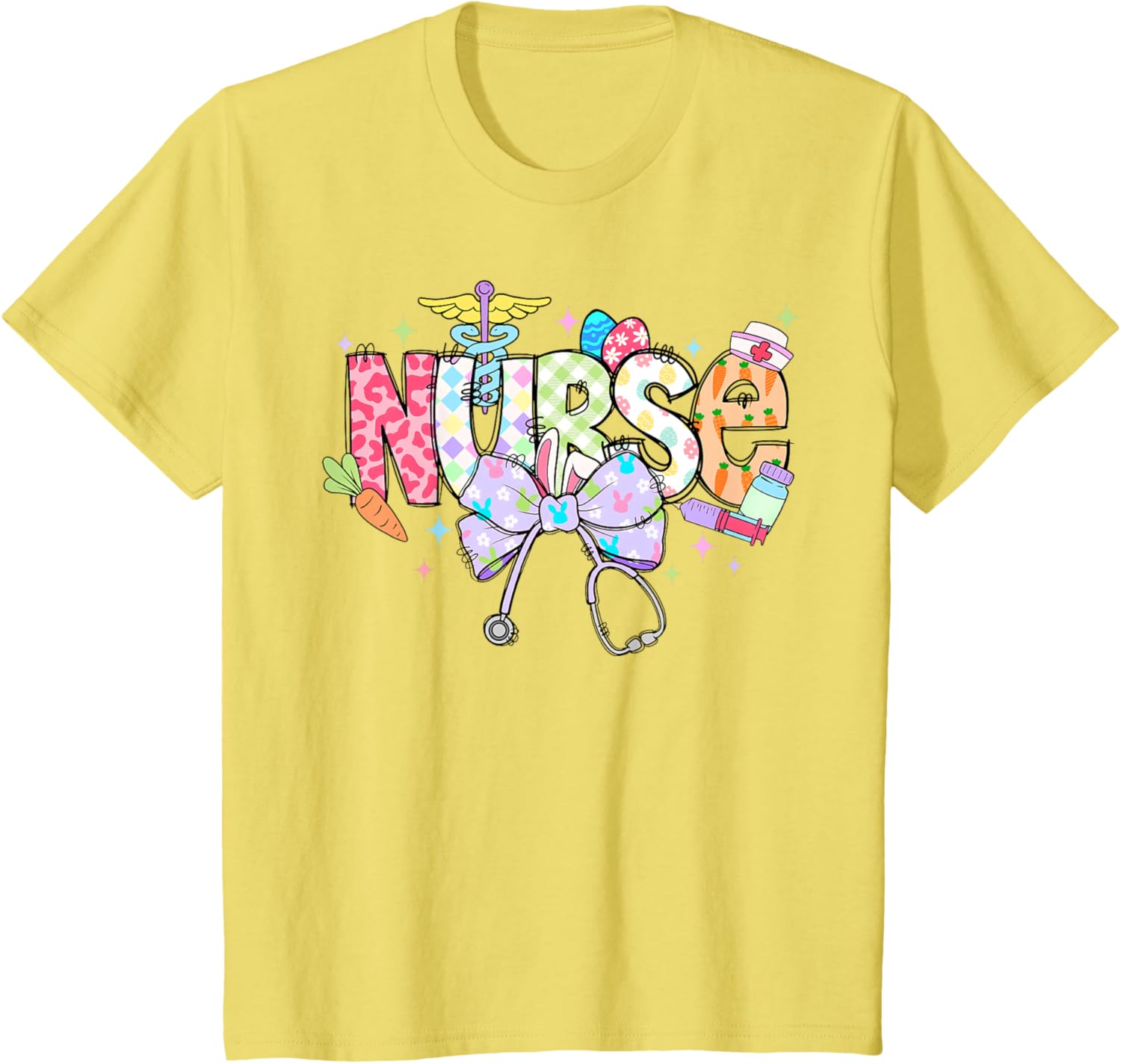 Coquette Bow Stethoscope Nurse Happy Easter Day T-Shirt