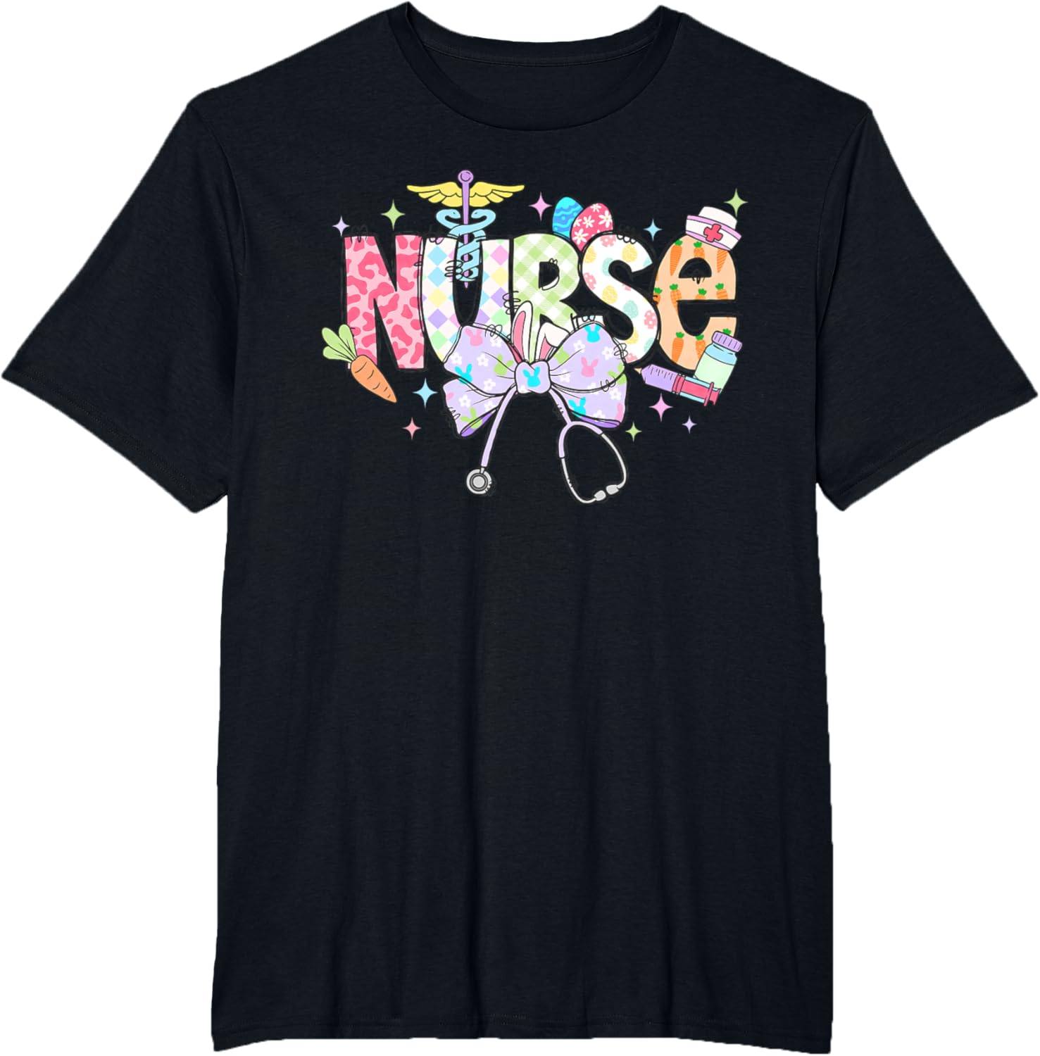 Coquette Bow Stethoscope Nurse Happy Easter Day T-Shirt