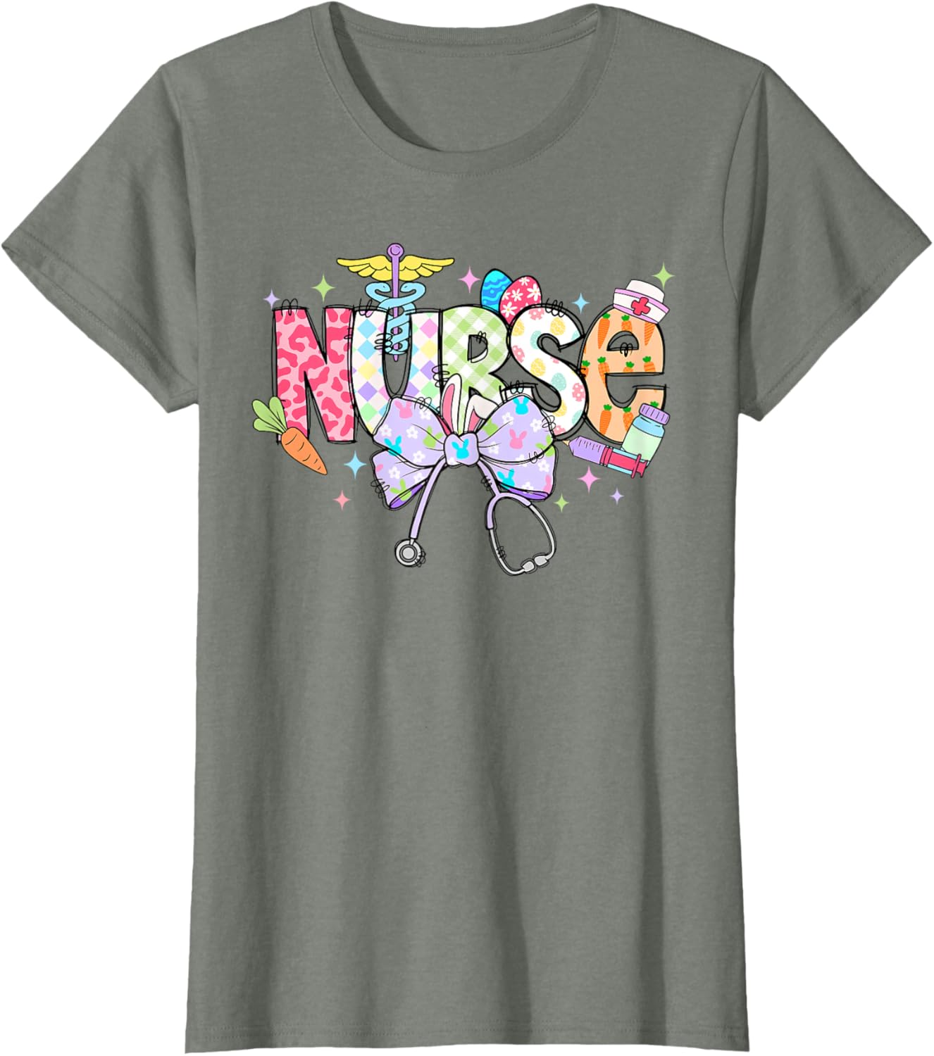 Coquette Bow Stethoscope Nurse Happy Easter Day T-Shirt