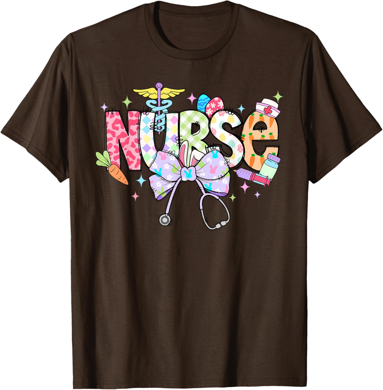 Coquette Bow Stethoscope Nurse Happy Easter Day T-Shirt