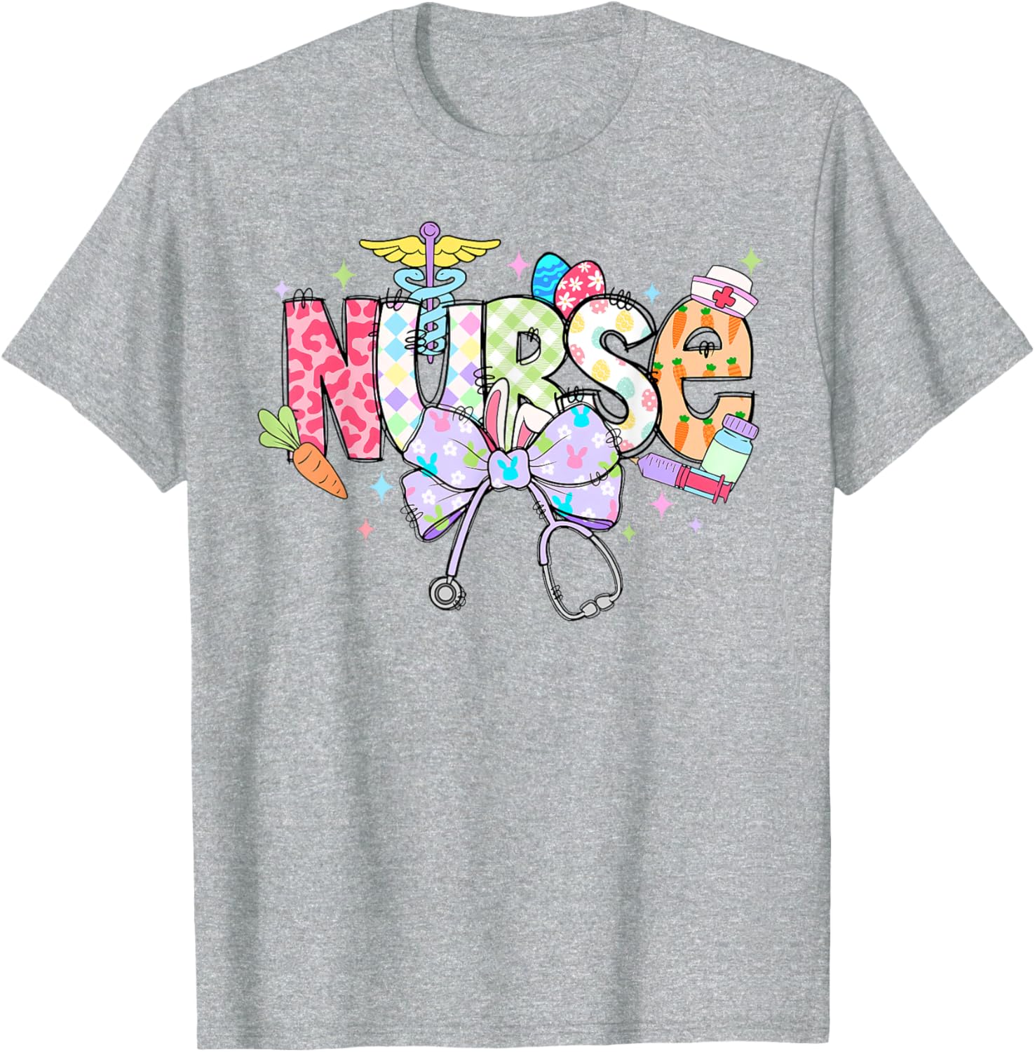 Coquette Bow Stethoscope Nurse Happy Easter Day T-Shirt