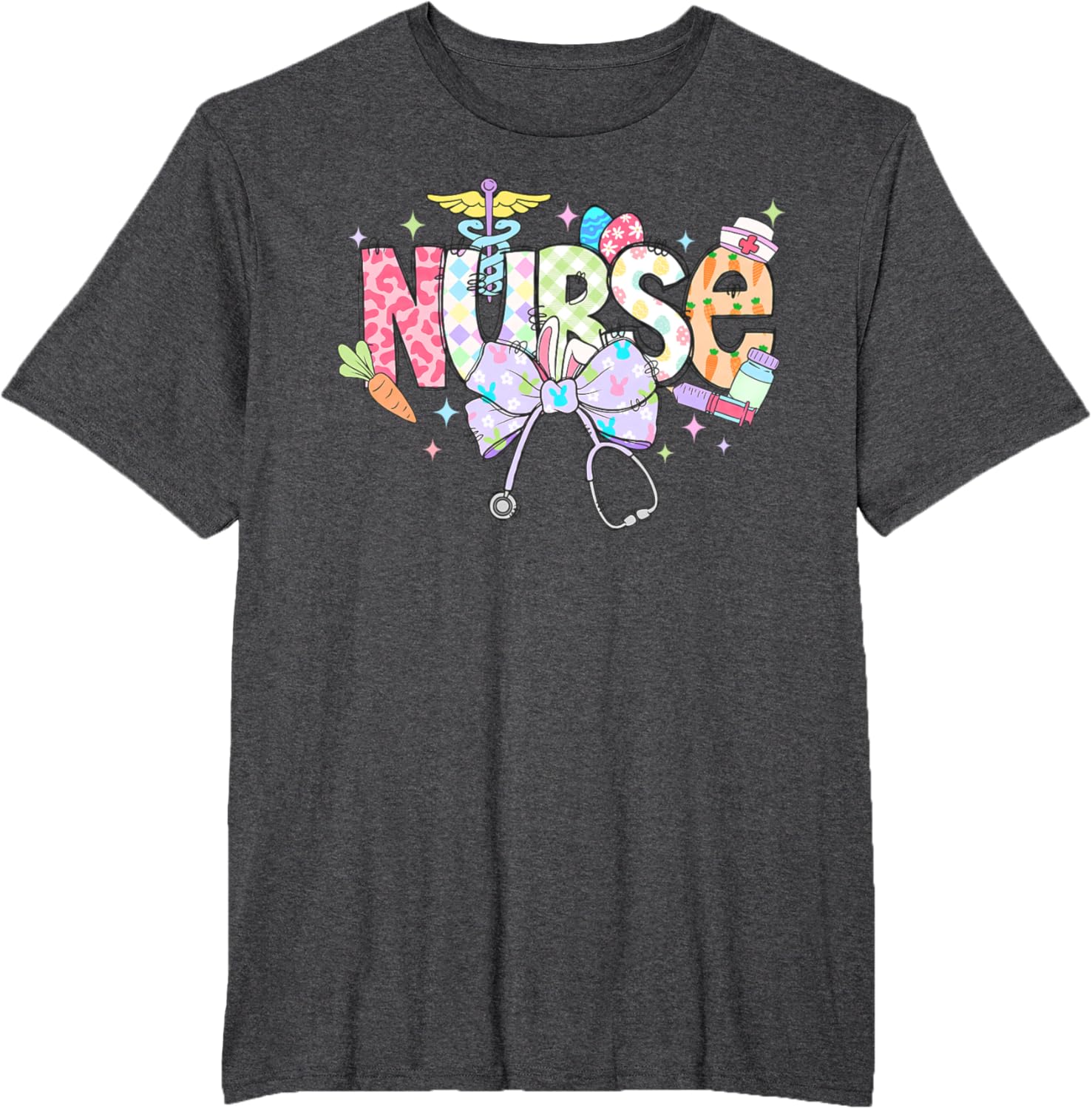 Coquette Bow Stethoscope Nurse Happy Easter Day T-Shirt