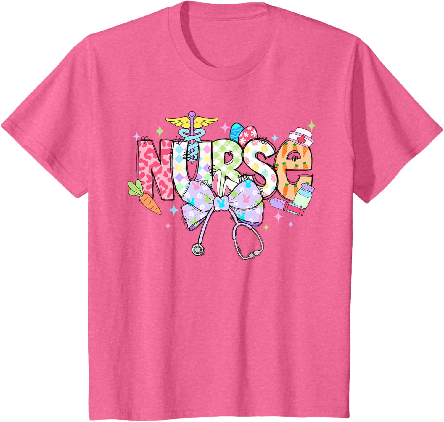 Coquette Bow Stethoscope Nurse Happy Easter Day T-Shirt