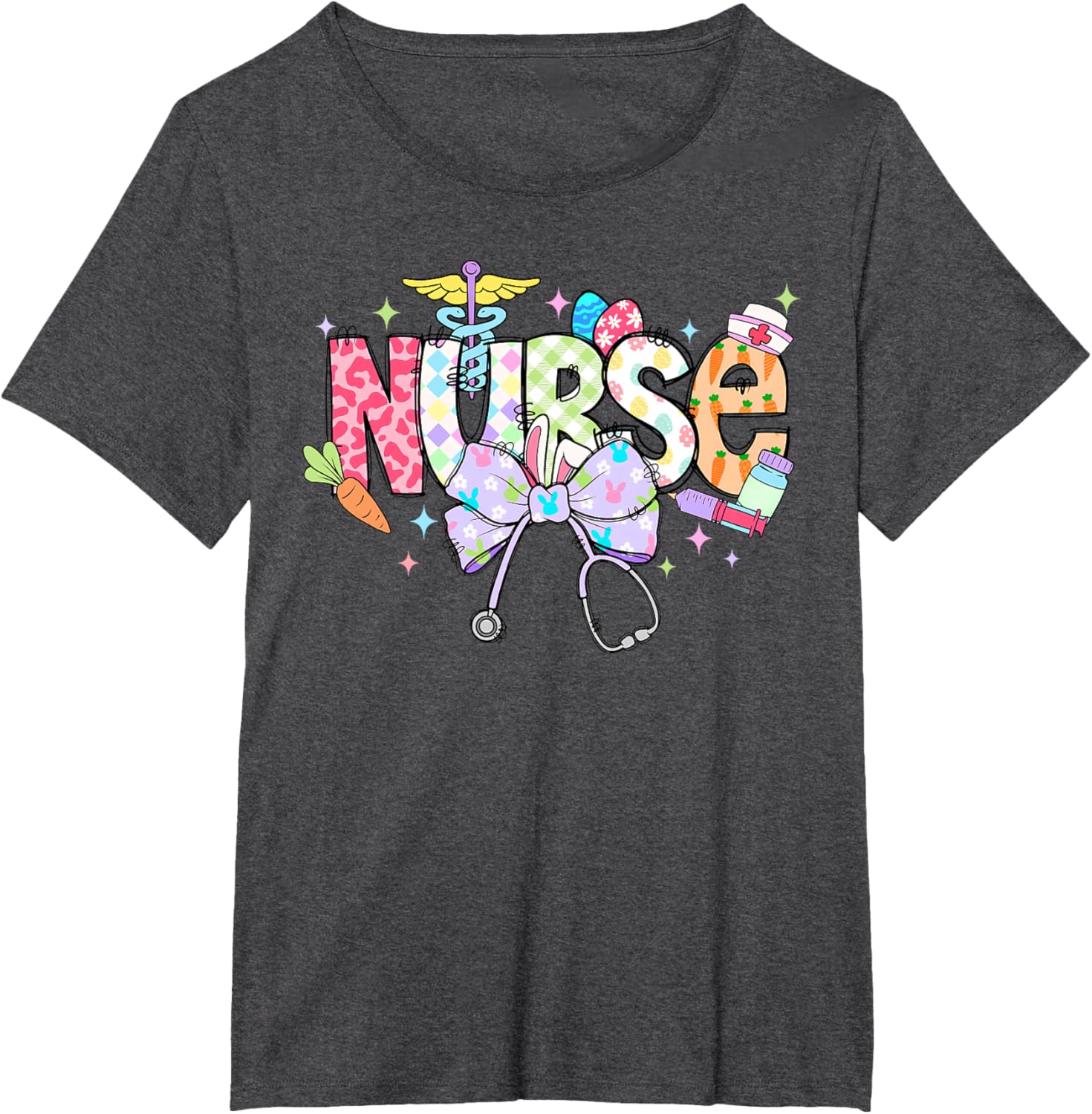 Coquette Bow Stethoscope Nurse Happy Easter Day T-Shirt