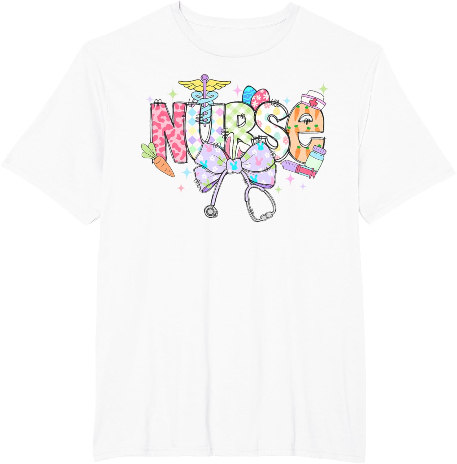 Coquette Bow Stethoscope Nurse Happy Easter Day T-Shirt