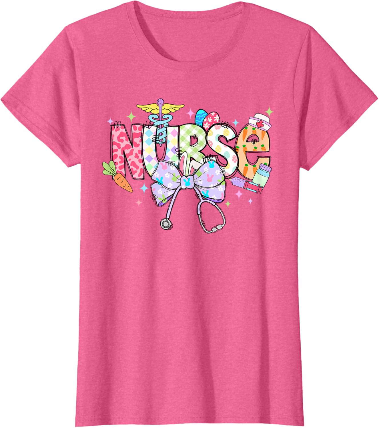 Coquette Bow Stethoscope Nurse Happy Easter Day T-Shirt