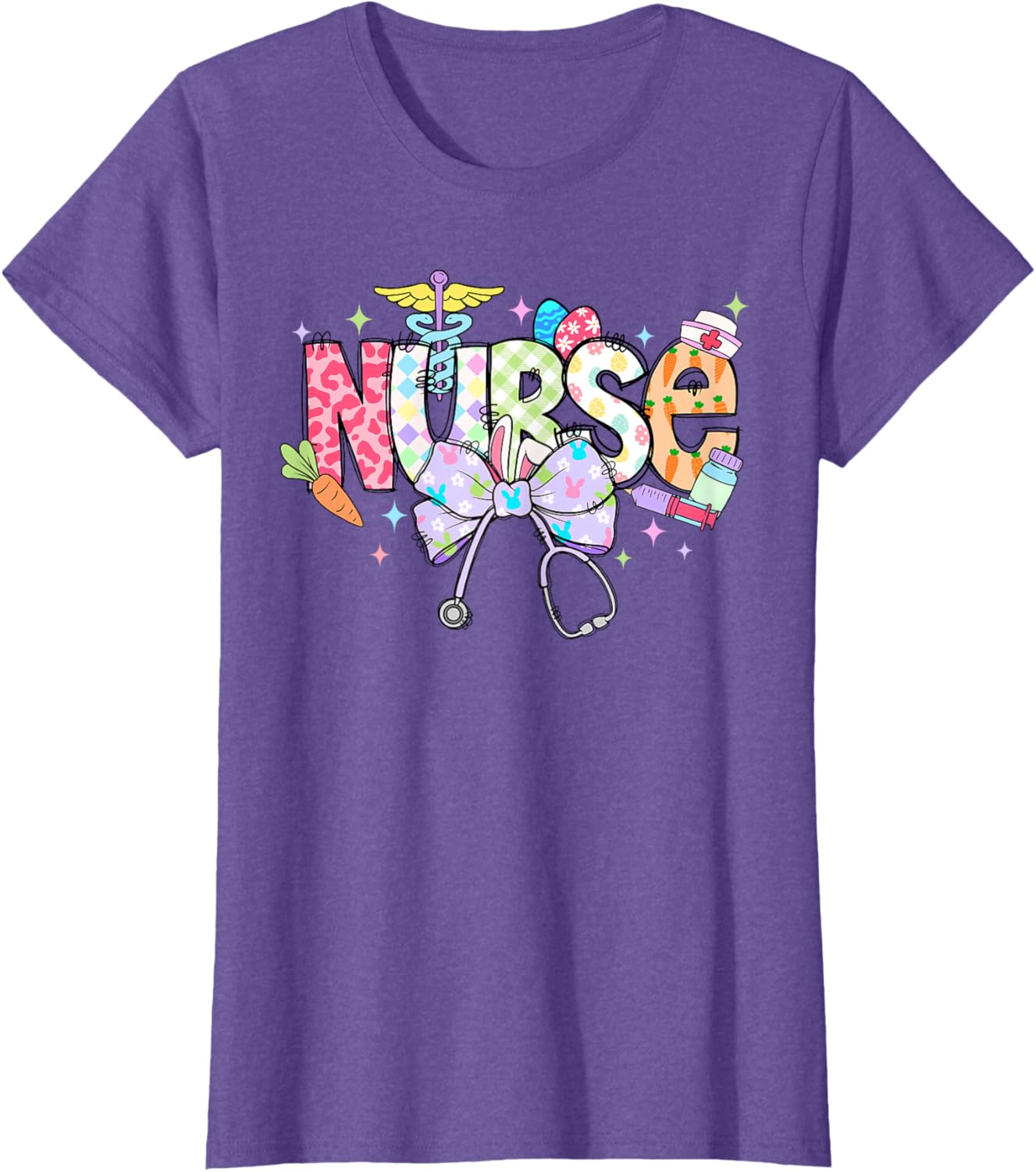 Coquette Bow Stethoscope Nurse Happy Easter Day T-Shirt