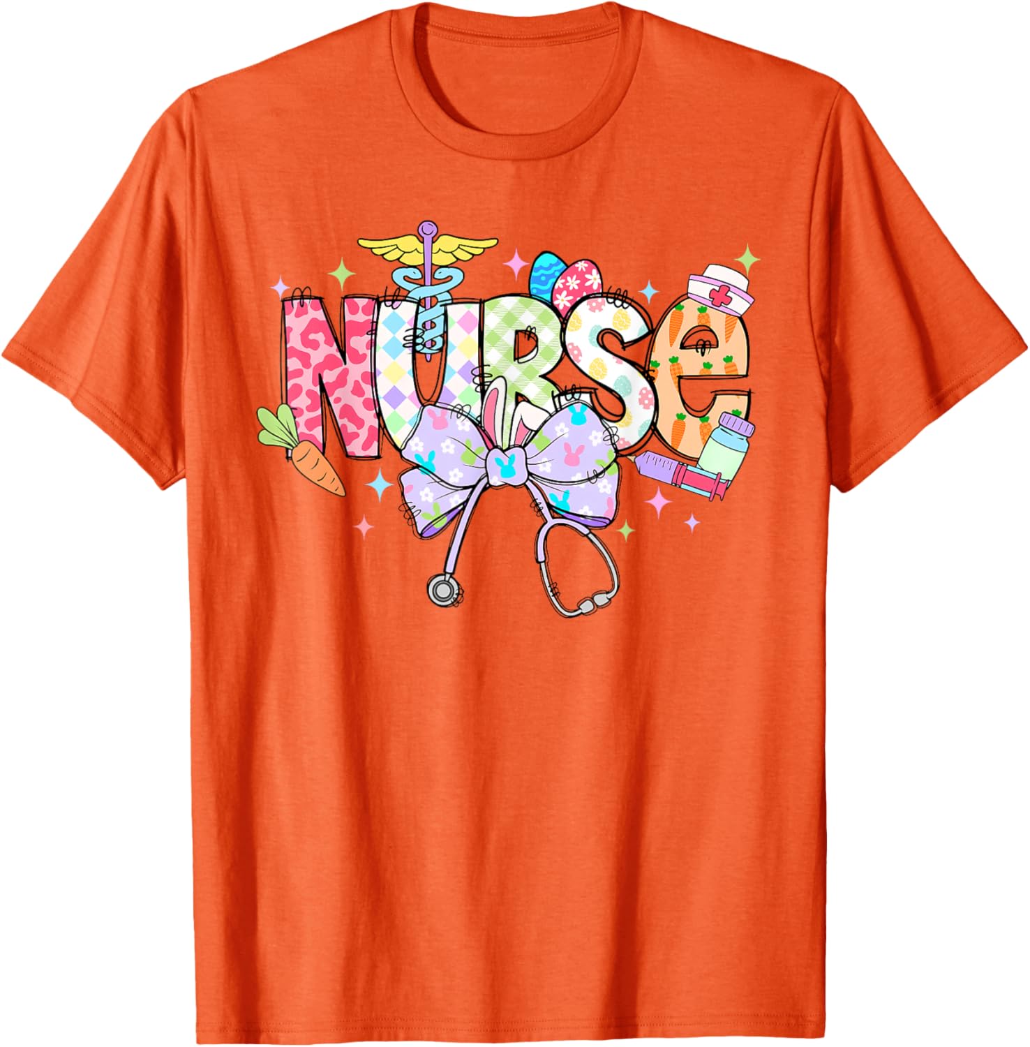 Coquette Bow Stethoscope Nurse Happy Easter Day T-Shirt