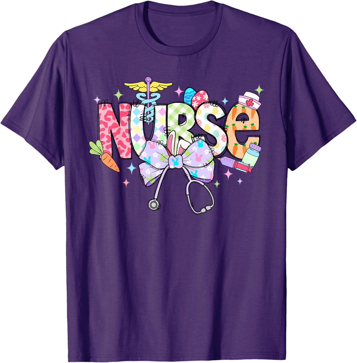 Coquette Bow Stethoscope Nurse Happy Easter Day T-Shirt