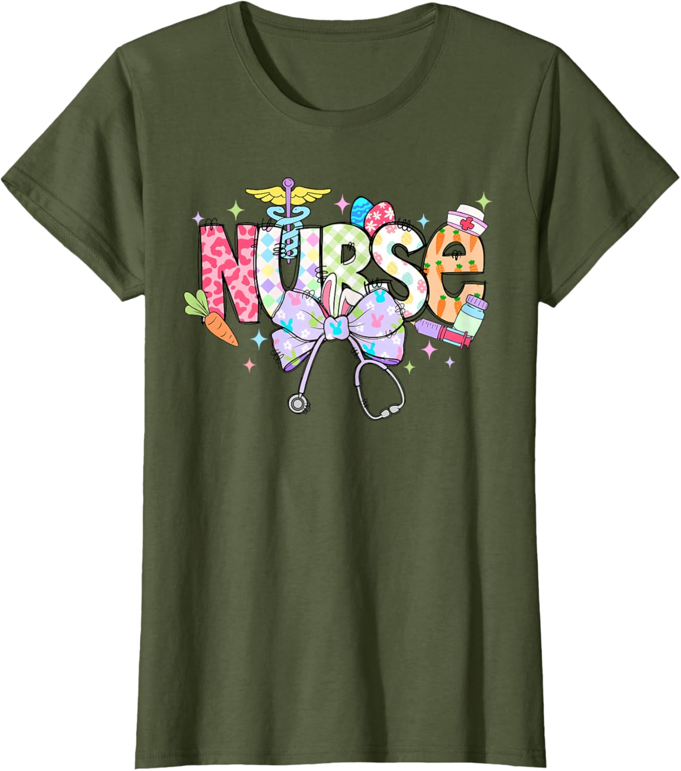 Coquette Bow Stethoscope Nurse Happy Easter Day T-Shirt