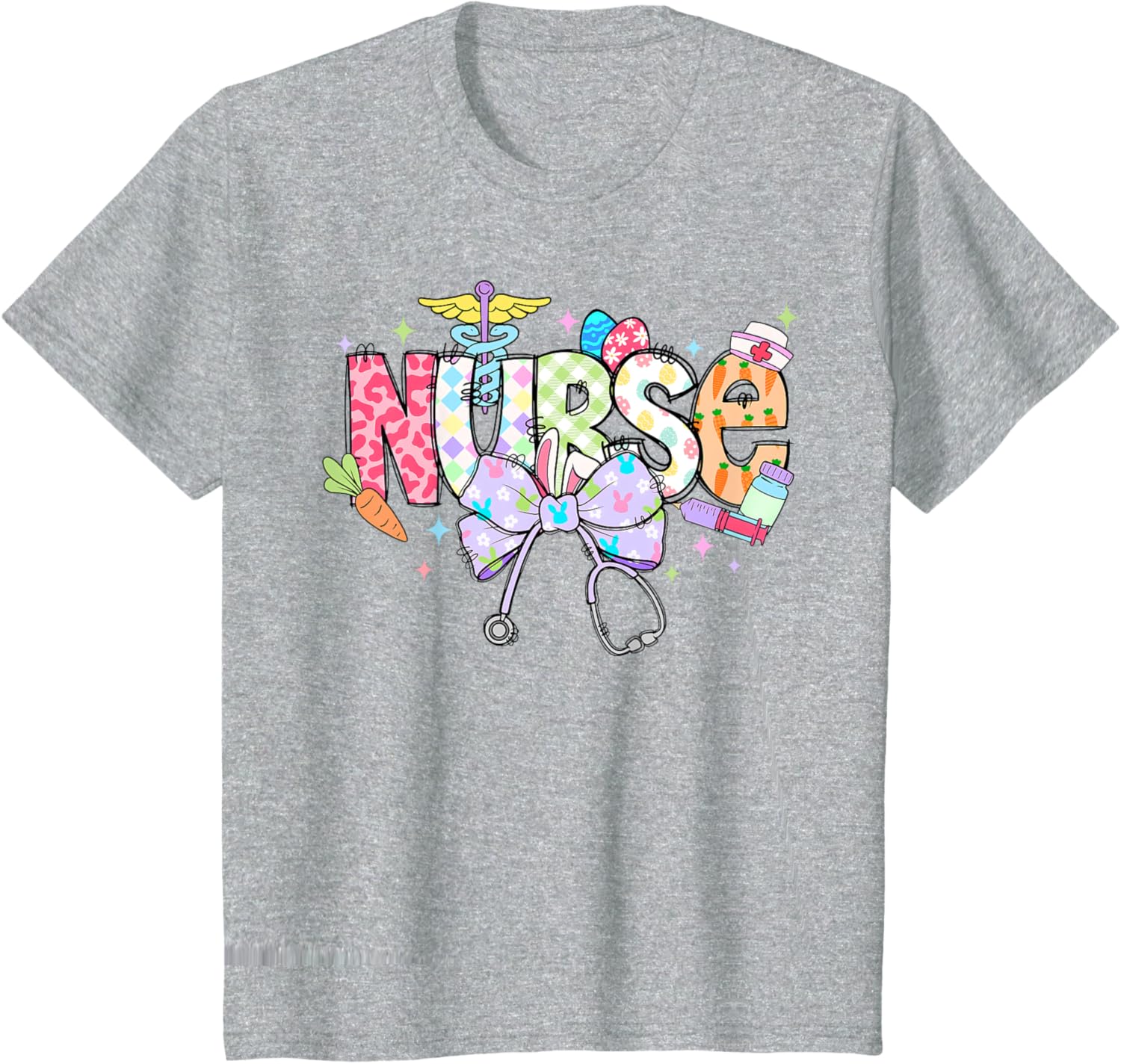 Coquette Bow Stethoscope Nurse Happy Easter Day T-Shirt