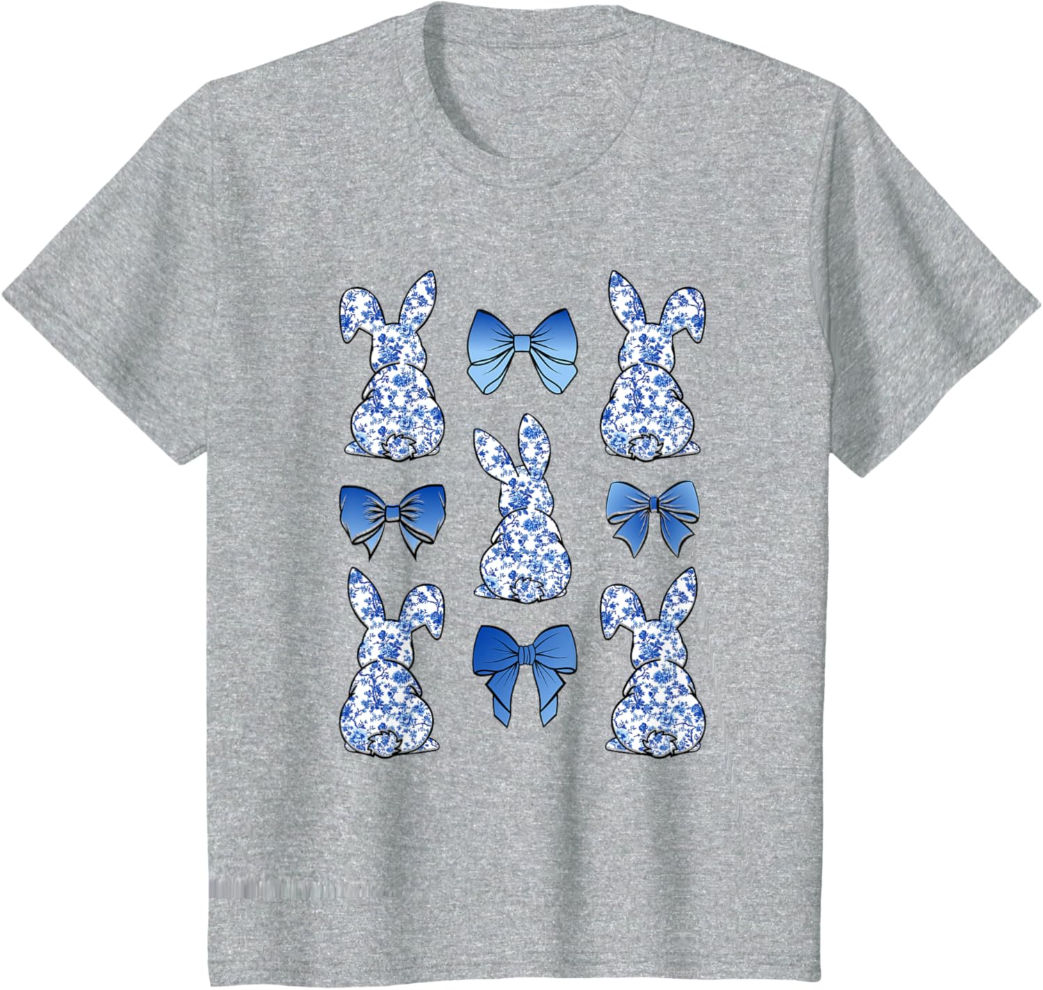 Coquette Easter Chinoiserie Floral Cute Bunny Blue Bow Women T-Shirt