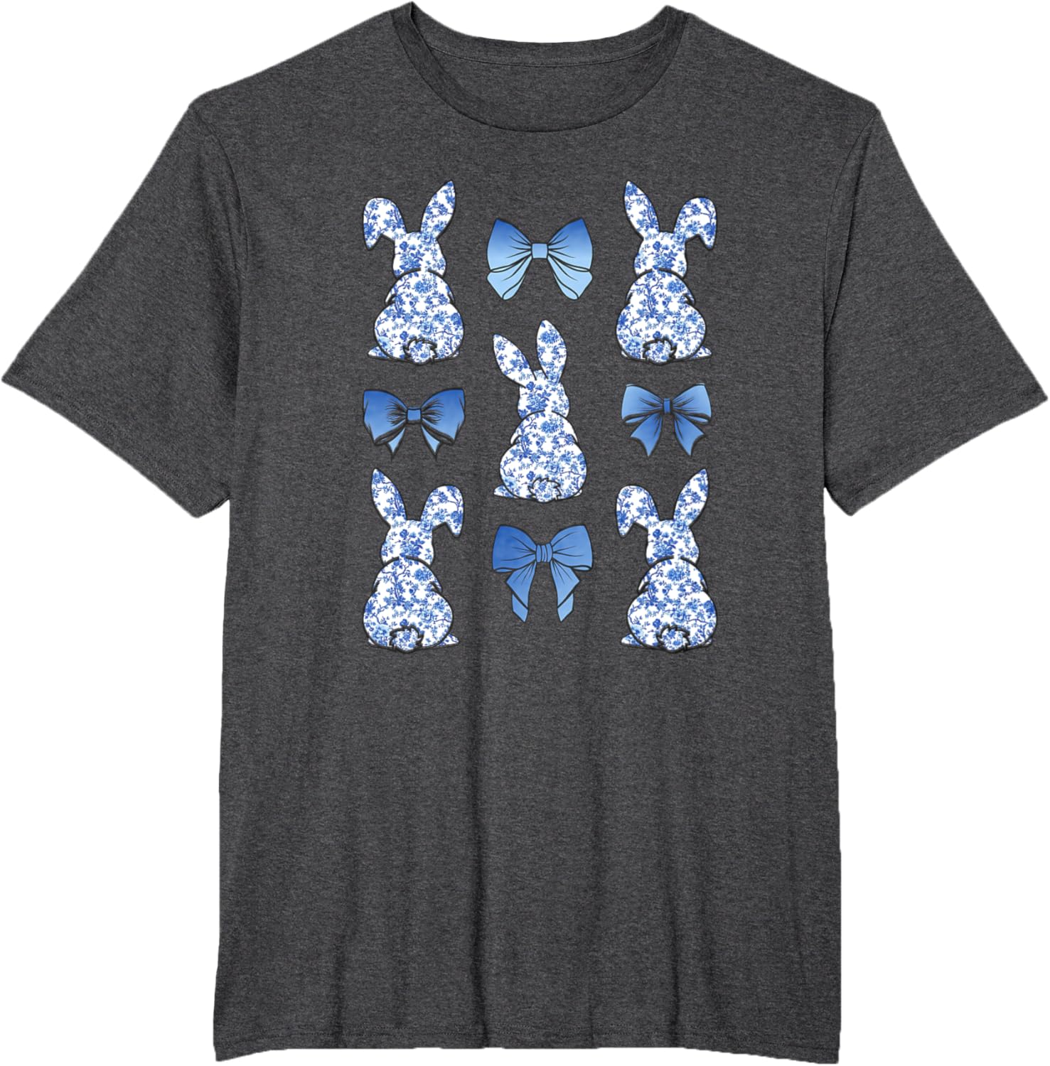 Coquette Easter Chinoiserie Floral Cute Bunny Blue Bow Women T-Shirt