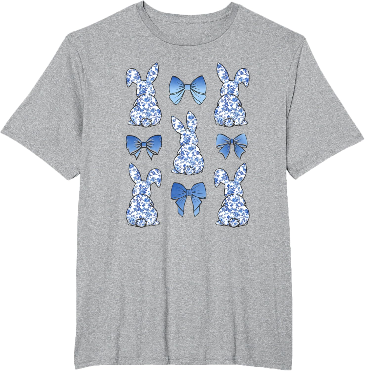 Coquette Easter Chinoiserie Floral Cute Bunny Blue Bow Women T-Shirt