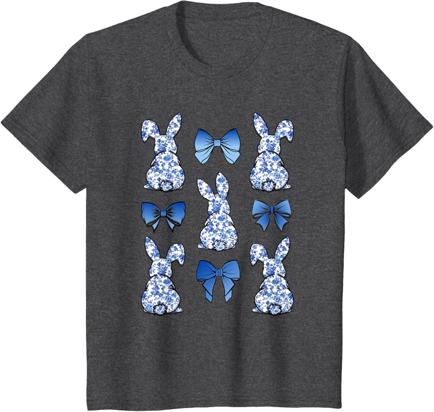 Coquette Easter Chinoiserie Floral Cute Bunny Blue Bow Women T-Shirt