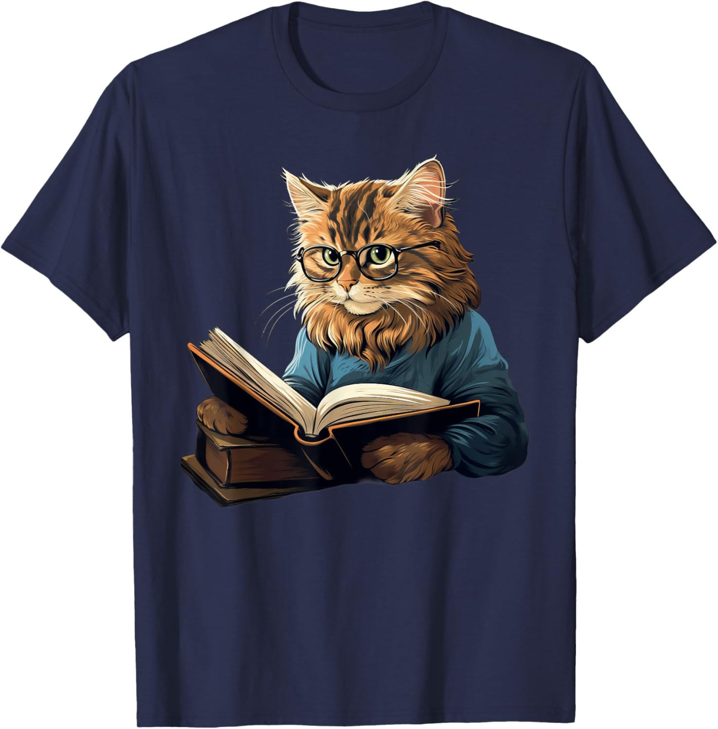 Cottagecore Aesthetic Cat Book Reading T-Shirt