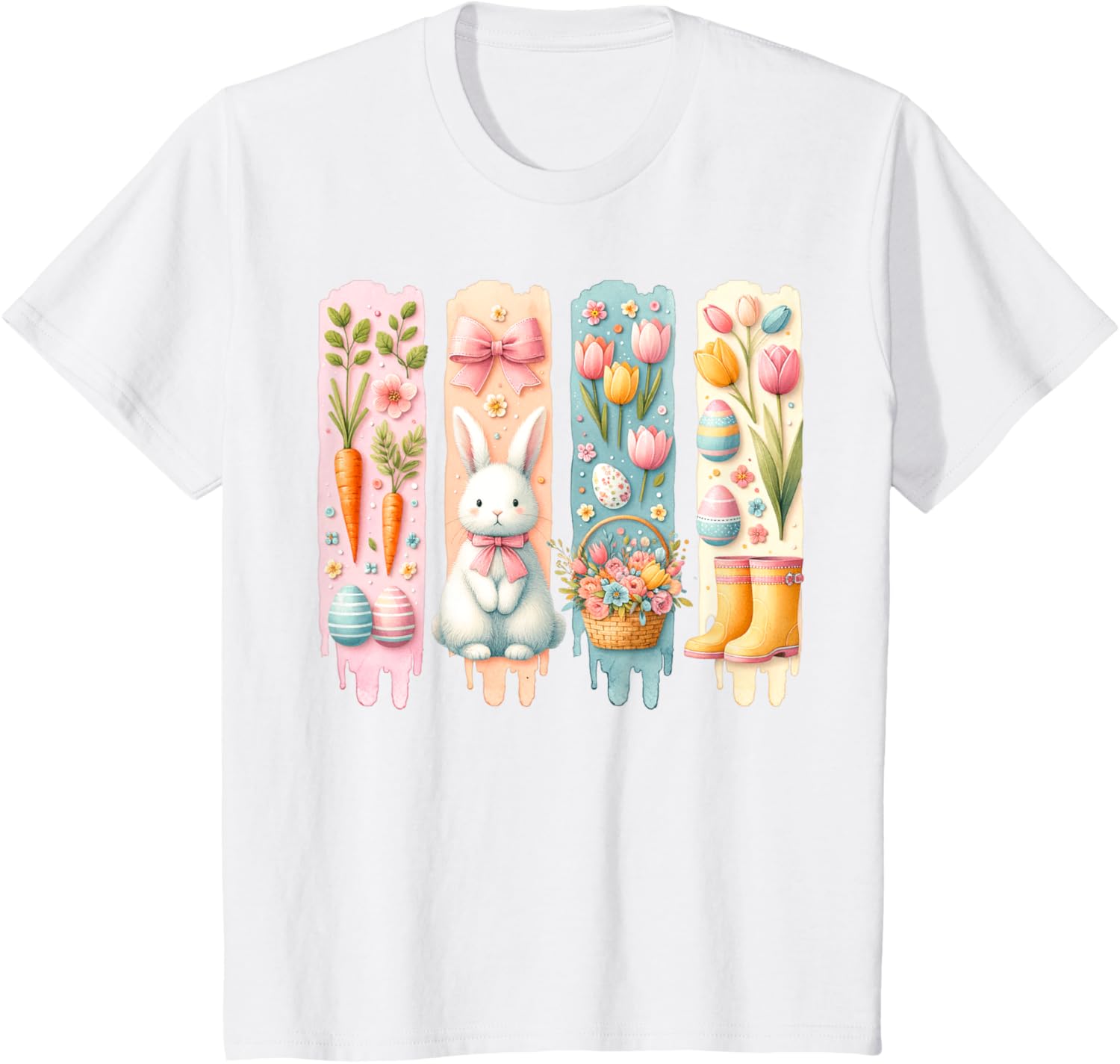 Cute Brushstroke Bunny Easter Coquette Bow Boys Girls Easter T-Shirt