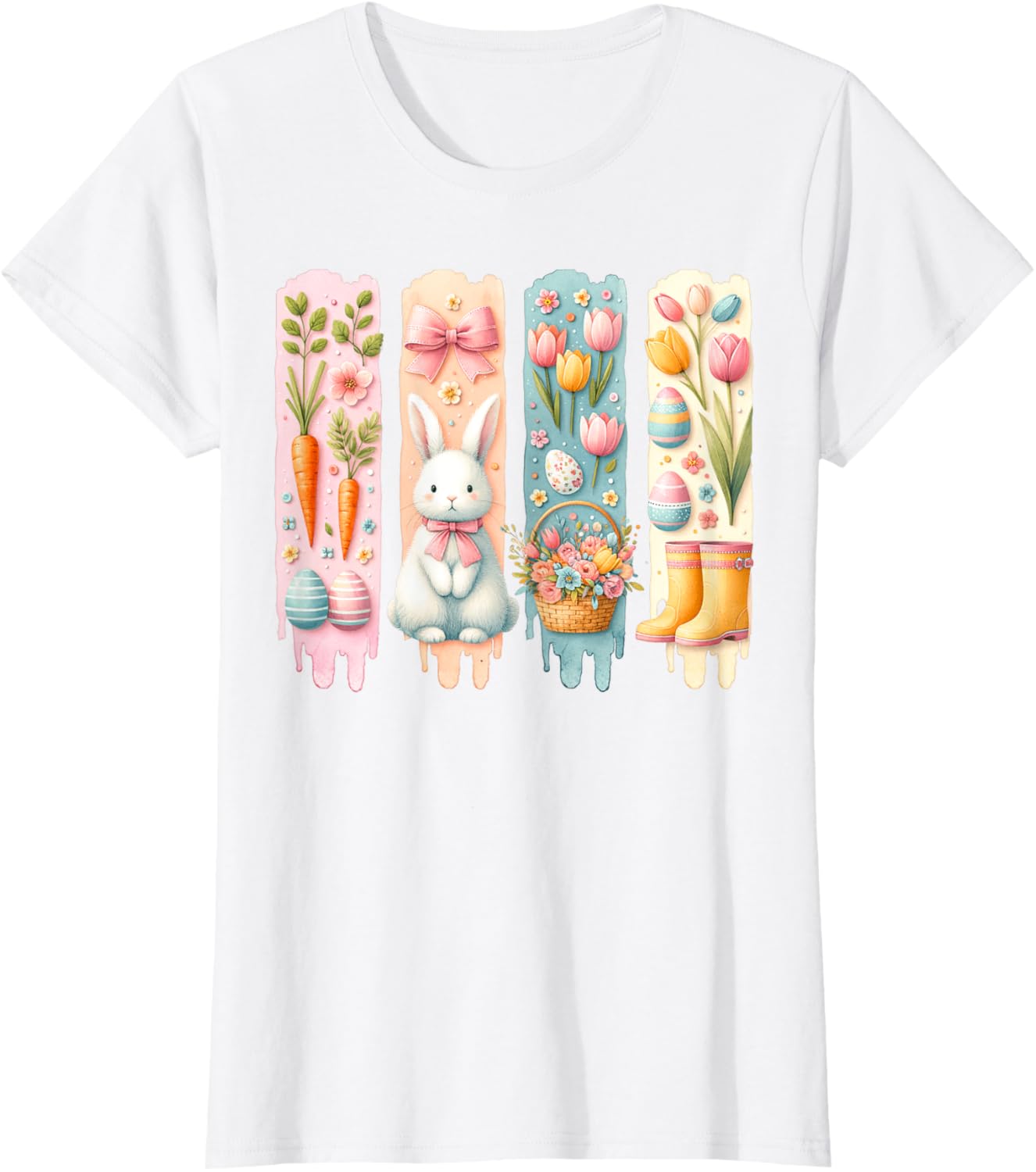 Cute Brushstroke Bunny Easter Coquette Bow Boys Girls Easter T-Shirt