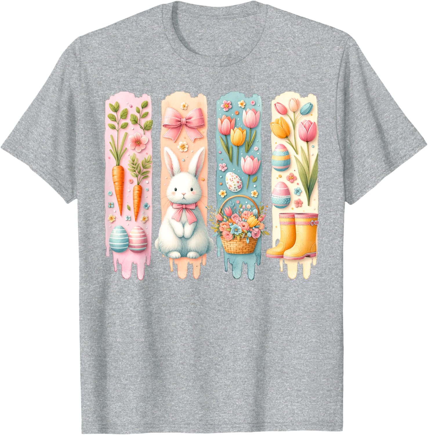 Cute Brushstroke Bunny Easter Coquette Bow Boys Girls Easter T-Shirt