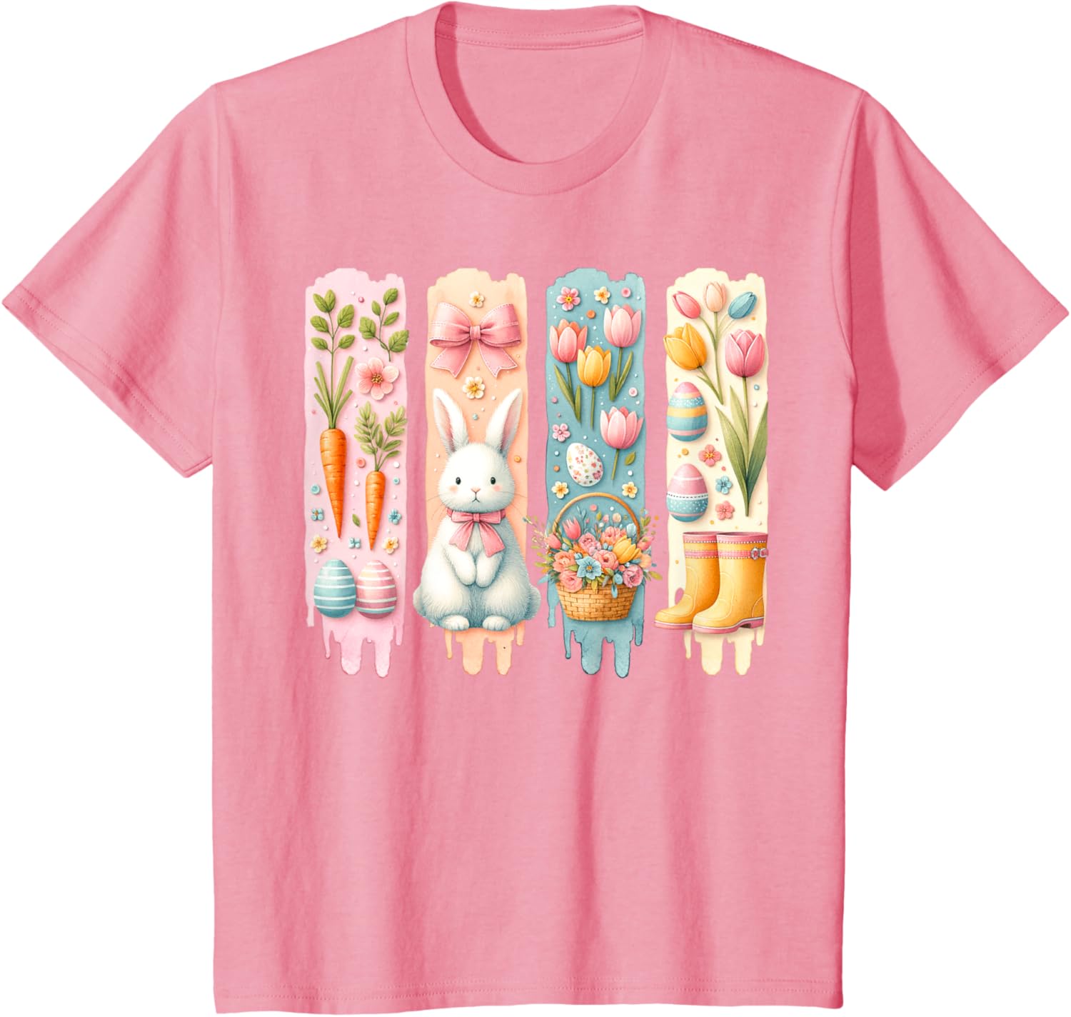 Cute Brushstroke Bunny Easter Coquette Bow Boys Girls Easter T-Shirt