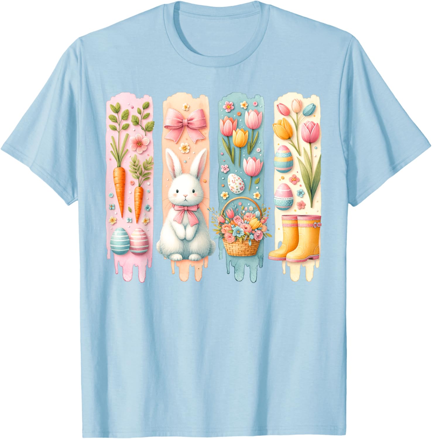 Cute Brushstroke Bunny Easter Coquette Bow Boys Girls Easter T-Shirt