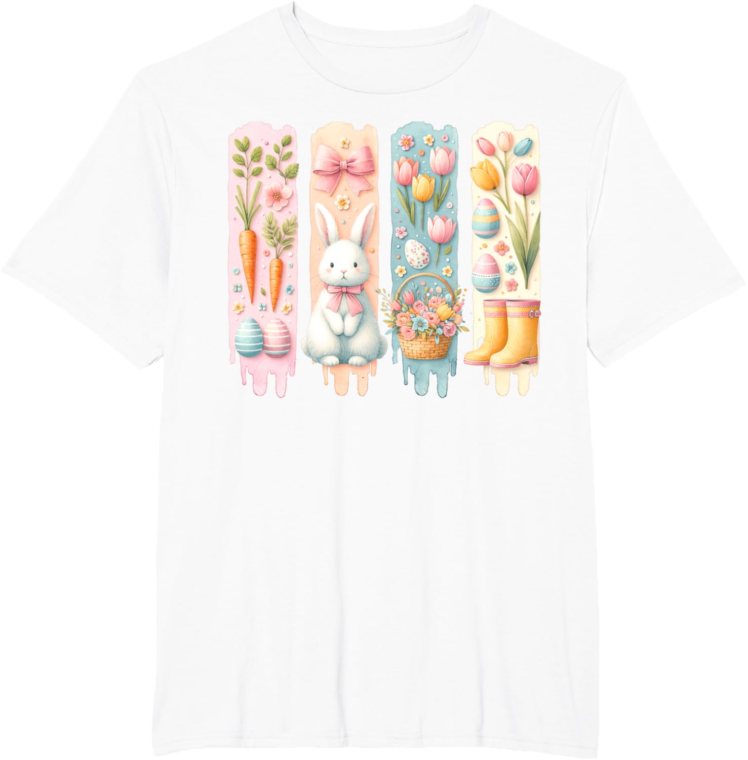 Cute Brushstroke Bunny Easter Coquette Bow Boys Girls Easter T-Shirt