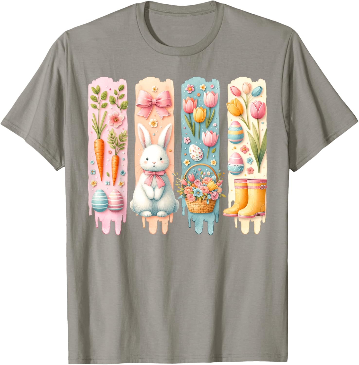 Cute Brushstroke Bunny Easter Coquette Bow Boys Girls Easter T-Shirt