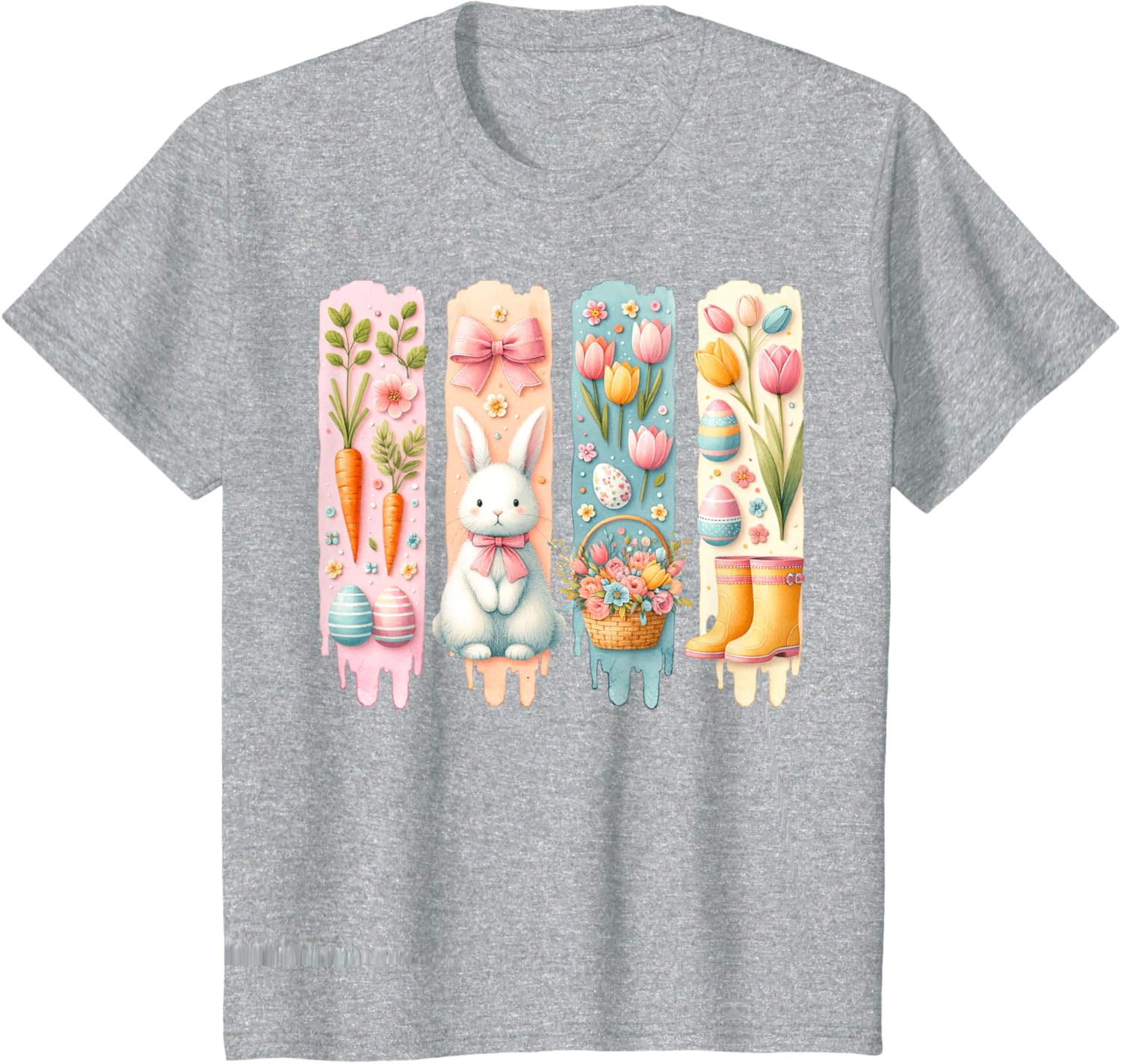 Cute Brushstroke Bunny Easter Coquette Bow Boys Girls Easter T-Shirt