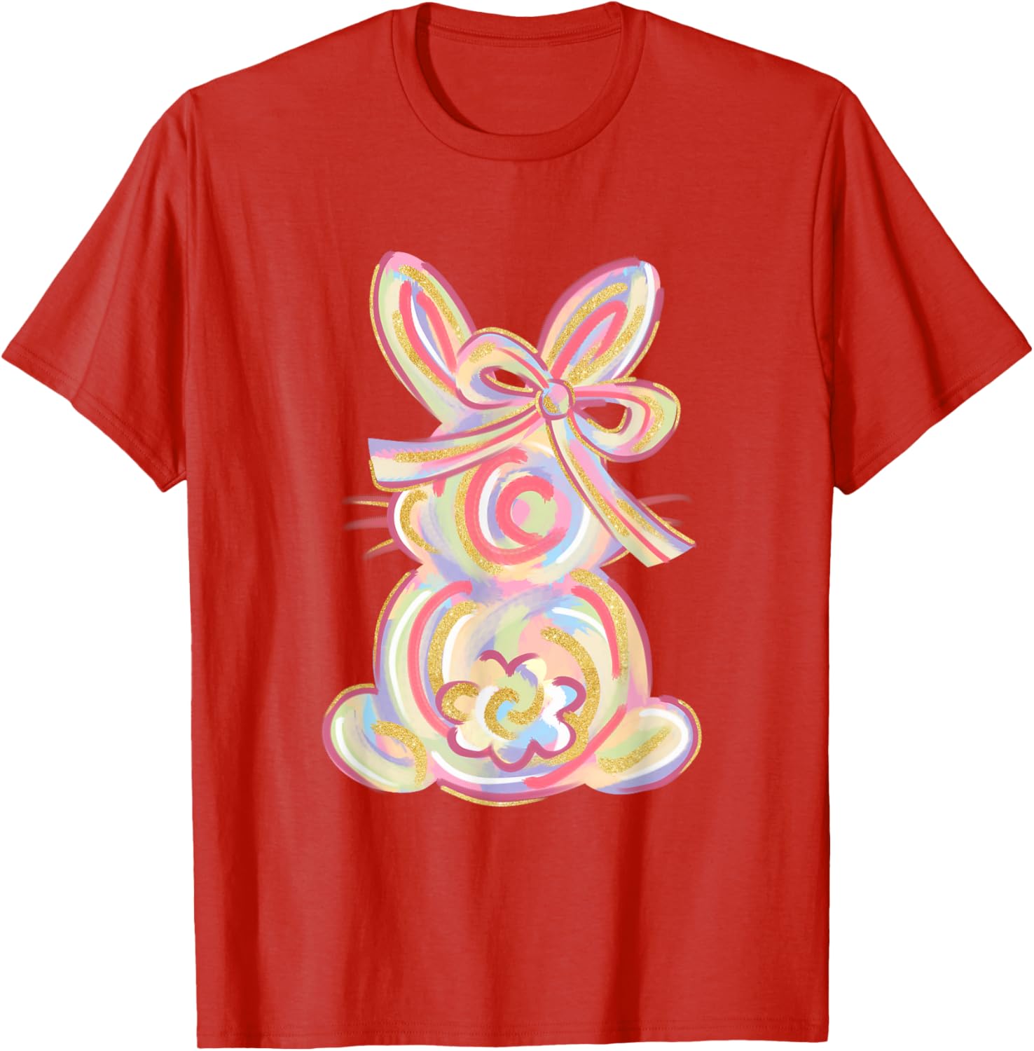 Cute Brushstroke Bunny Easter Day Girls Coquette Bow Easter T-Shirt