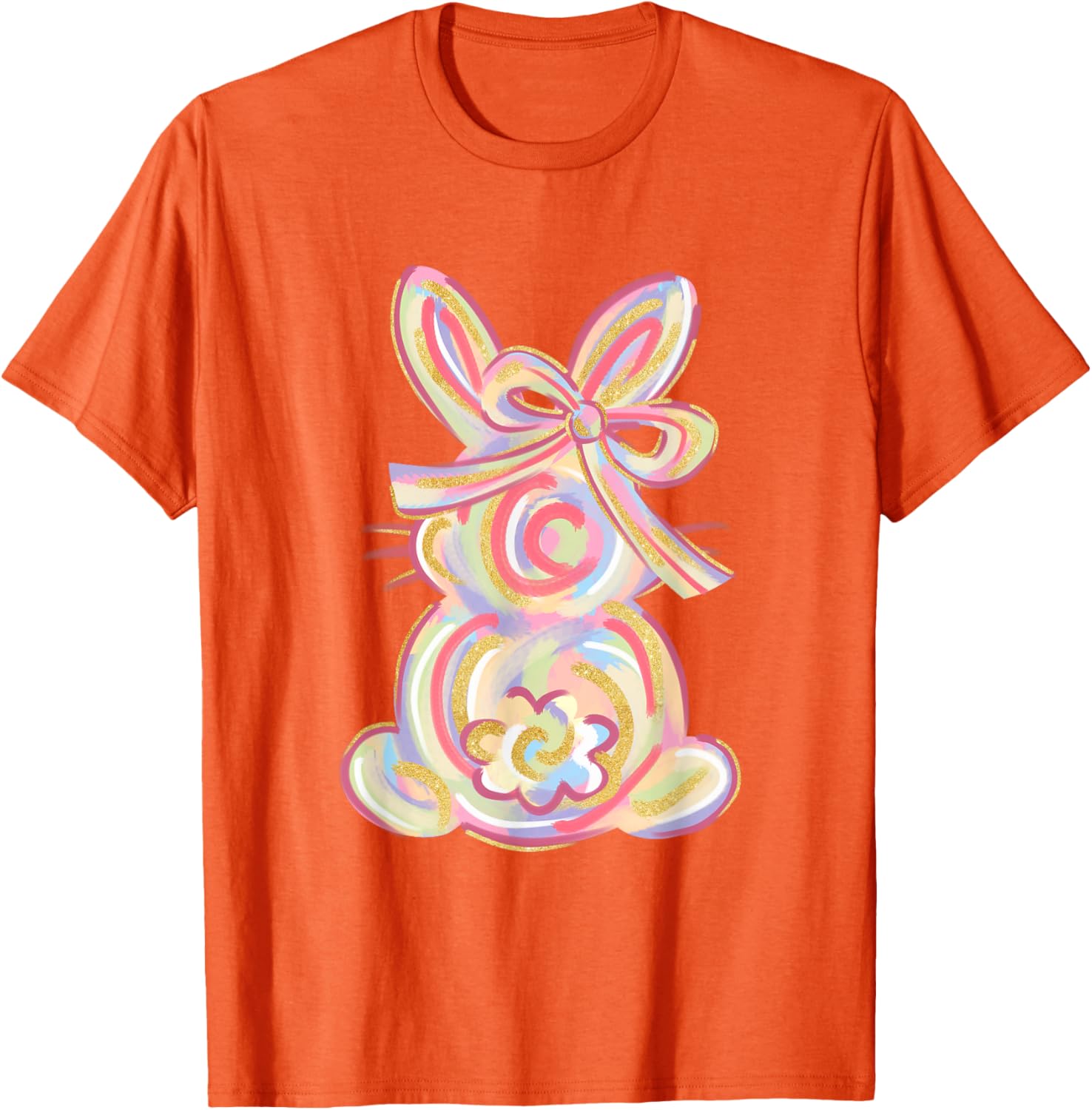 Cute Brushstroke Bunny Easter Day Girls Coquette Bow Easter T-Shirt