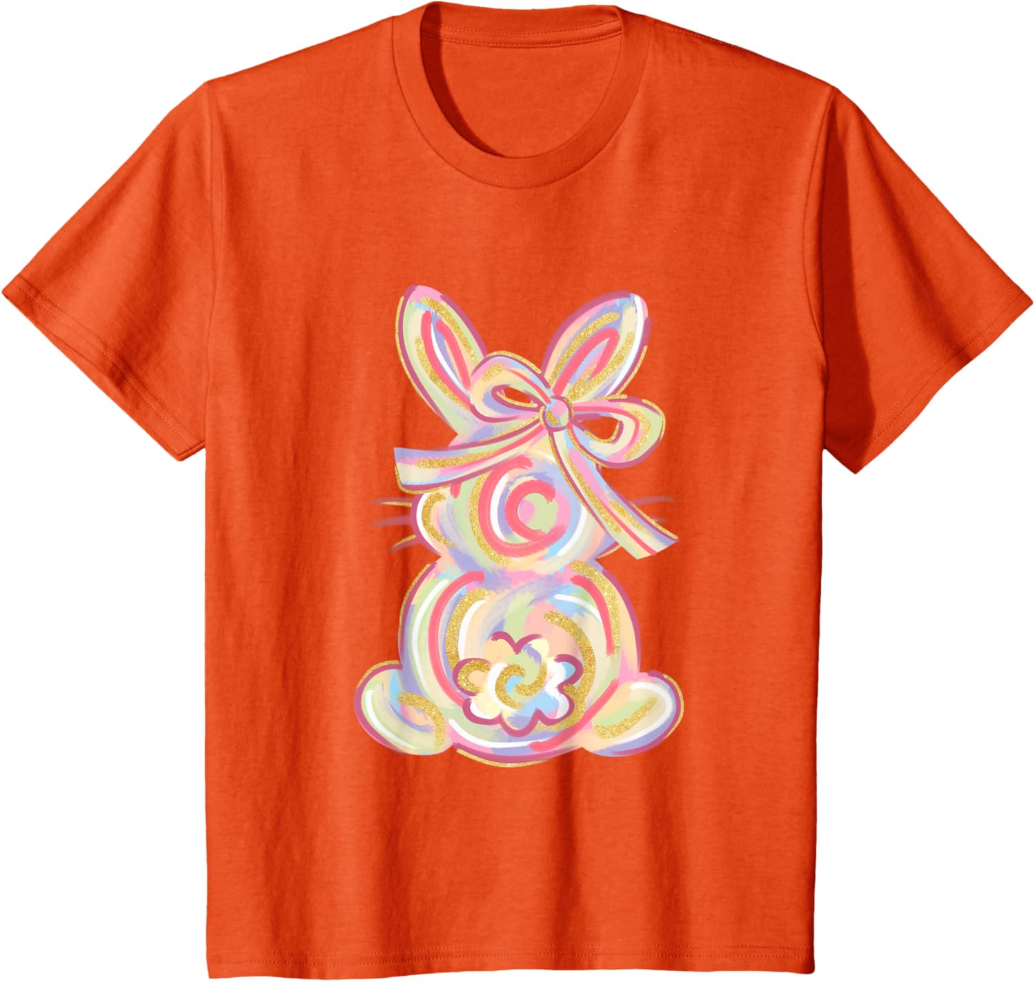 Cute Brushstroke Bunny Easter Day Girls Coquette Bow Easter T-Shirt