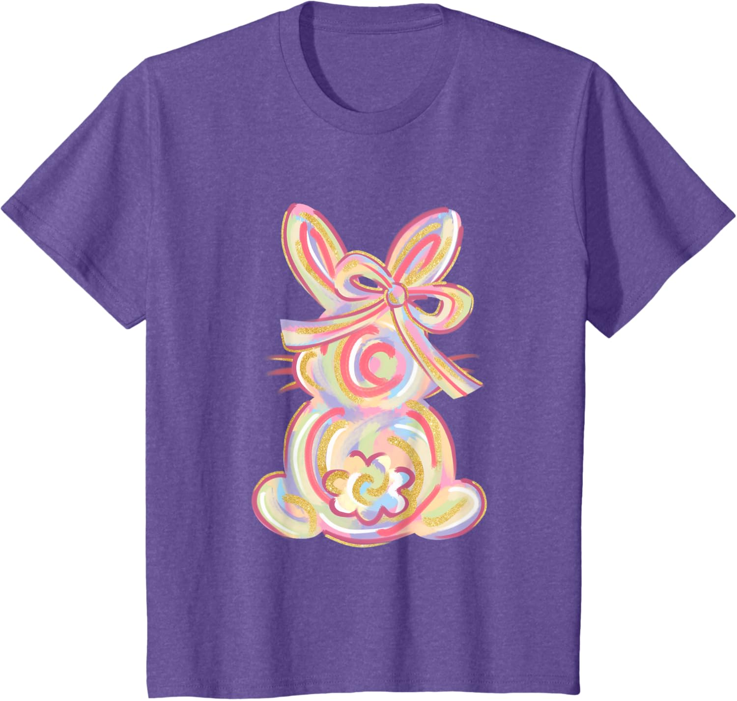 Cute Brushstroke Bunny Easter Day Girls Coquette Bow Easter T-Shirt