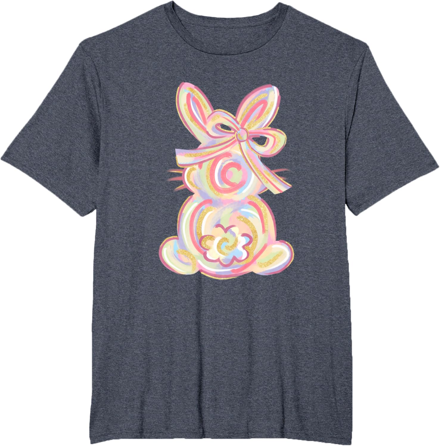 Cute Brushstroke Bunny Easter Day Girls Coquette Bow Easter T-Shirt