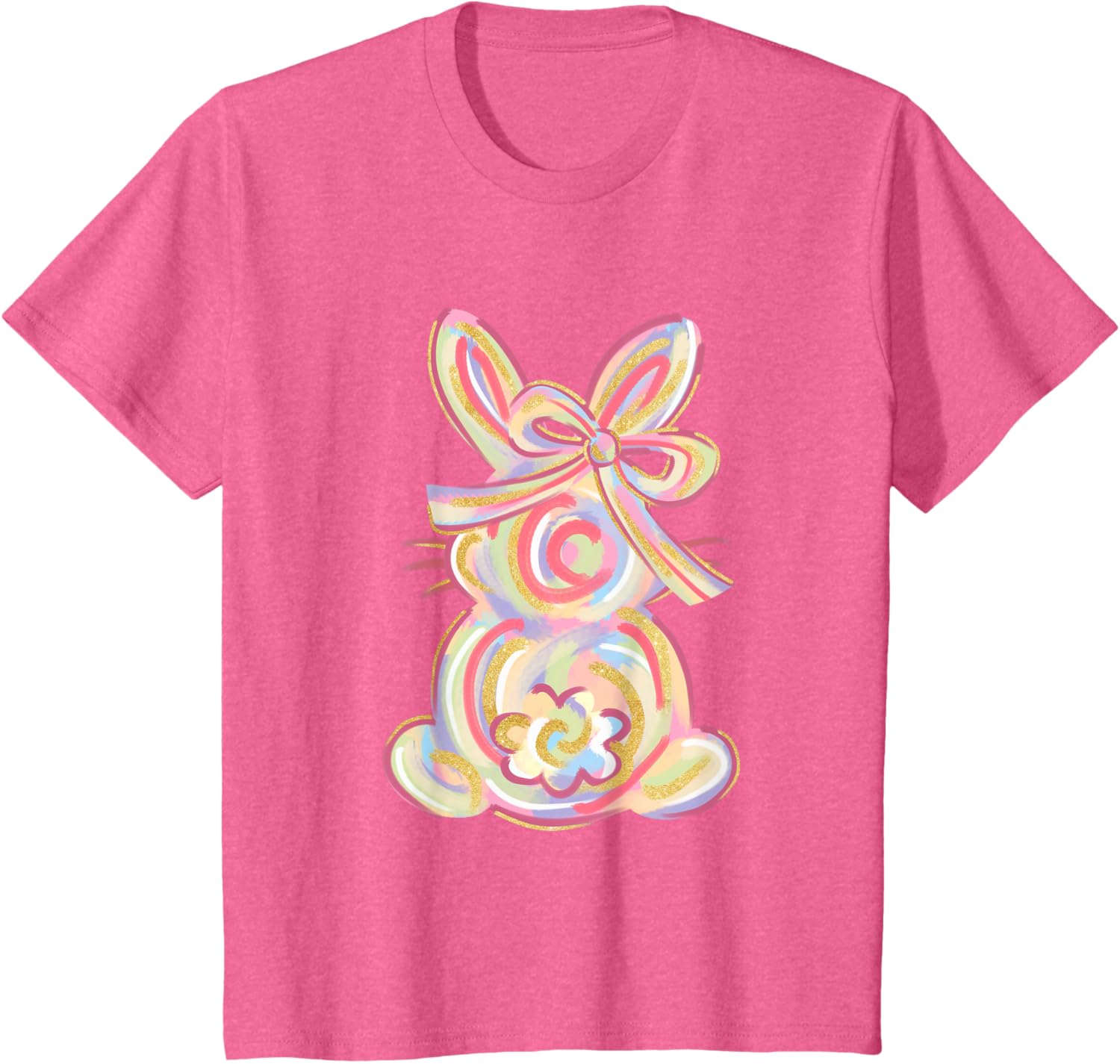 Cute Brushstroke Bunny Easter Day Girls Coquette Bow Easter T-Shirt