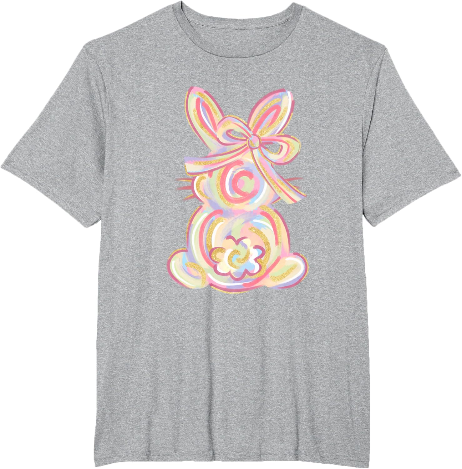 Cute Brushstroke Bunny Easter Day Girls Coquette Bow Easter T-Shirt