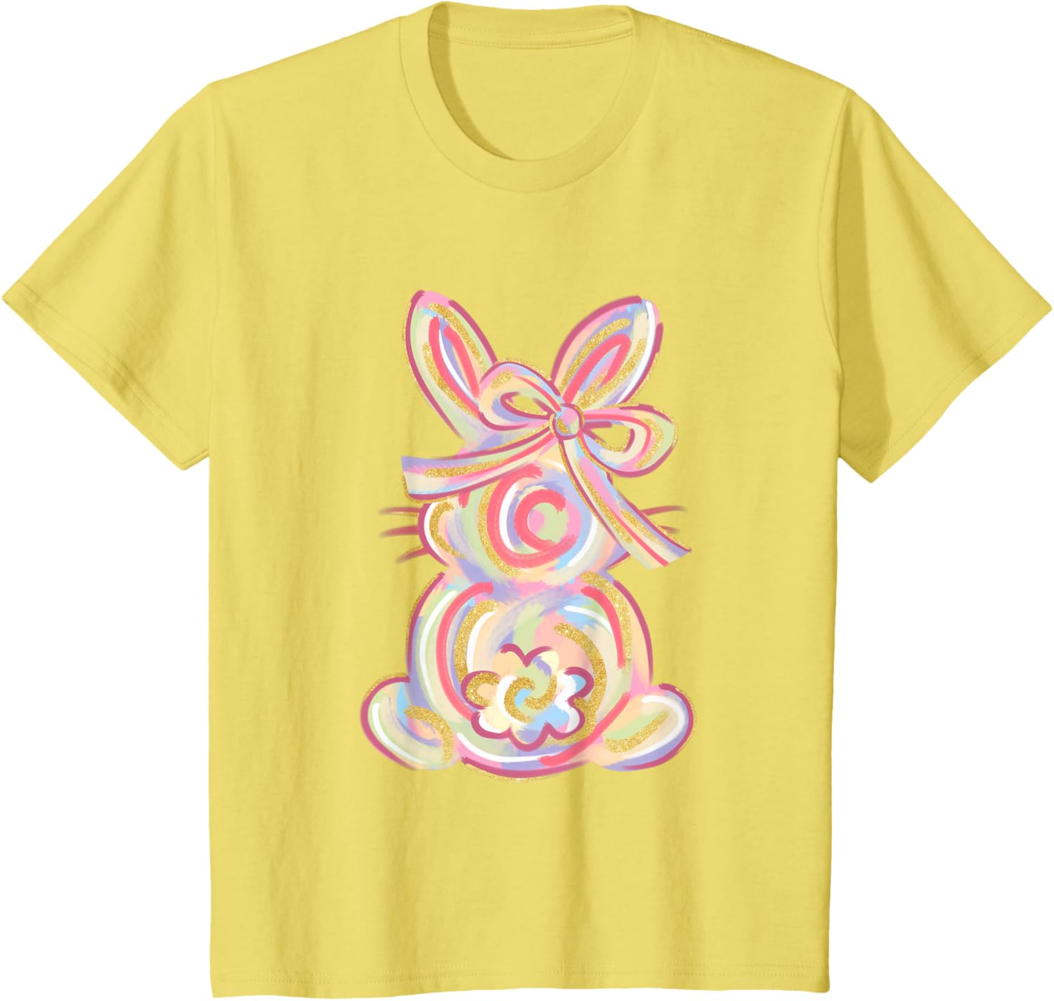 Cute Brushstroke Bunny Easter Day Girls Coquette Bow Easter T-Shirt