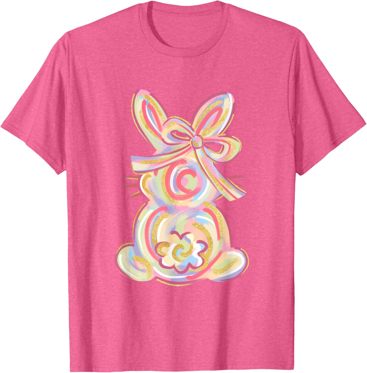 Cute Brushstroke Bunny Easter Day Girls Coquette Bow Easter T-Shirt