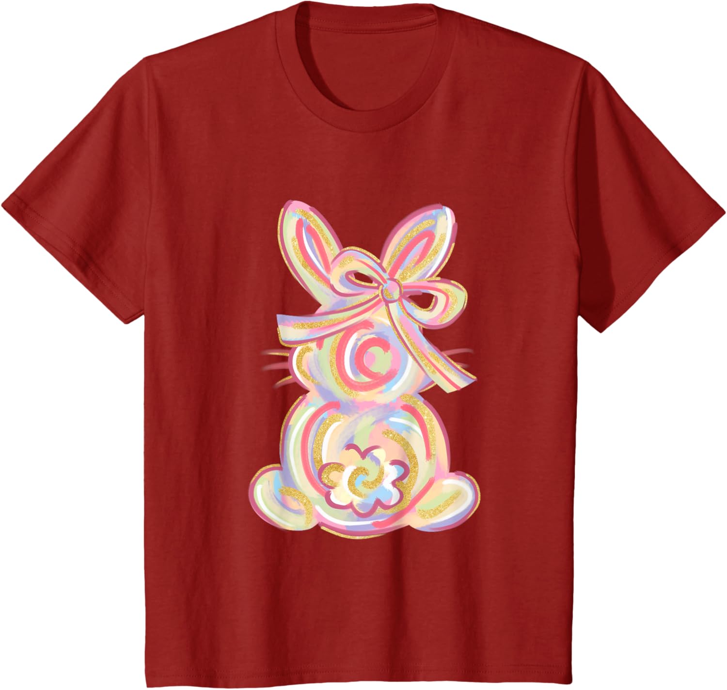 Cute Brushstroke Bunny Easter Day Girls Coquette Bow Easter T-Shirt