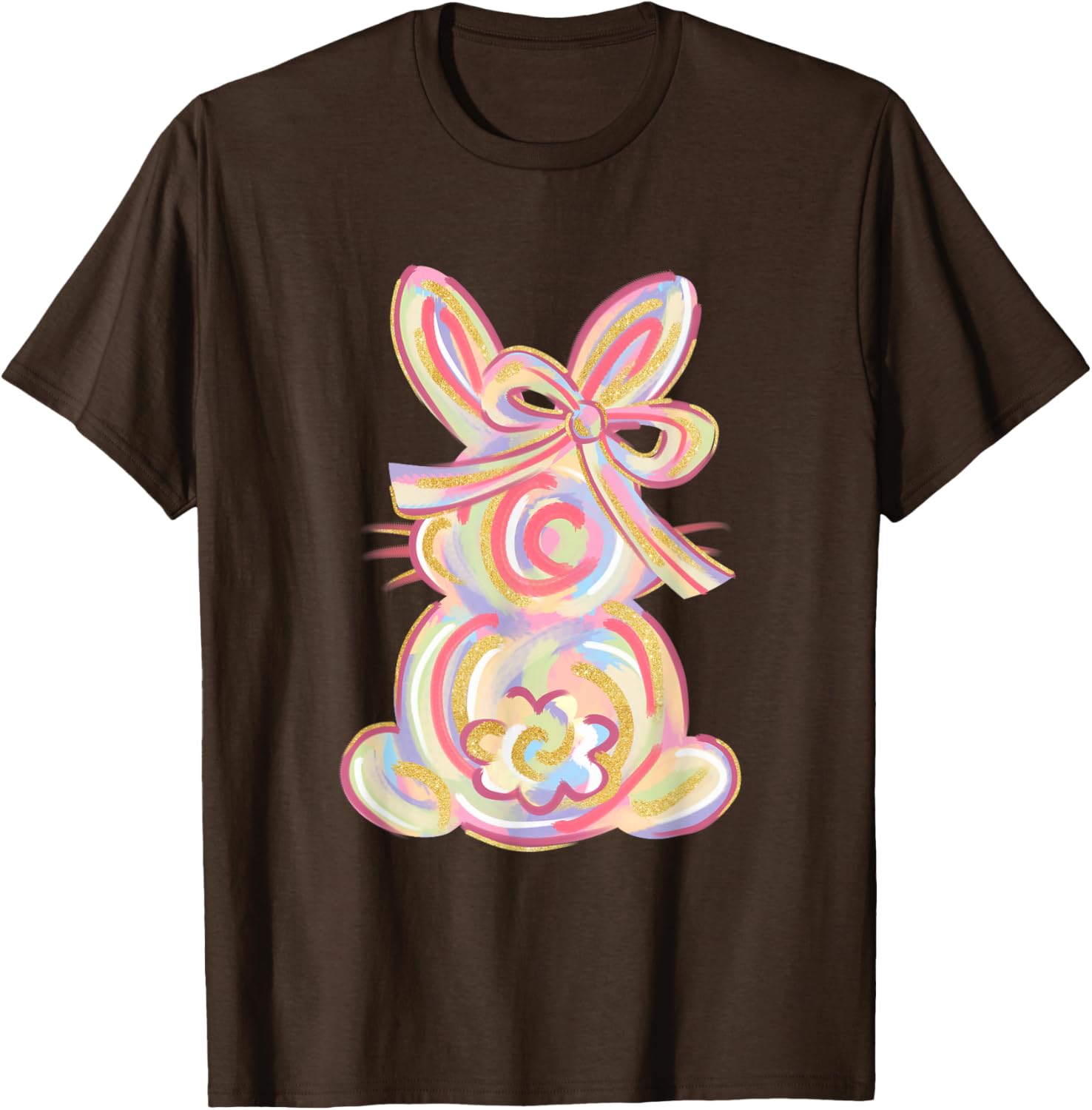 Cute Brushstroke Bunny Easter Day Girls Coquette Bow Easter T-Shirt