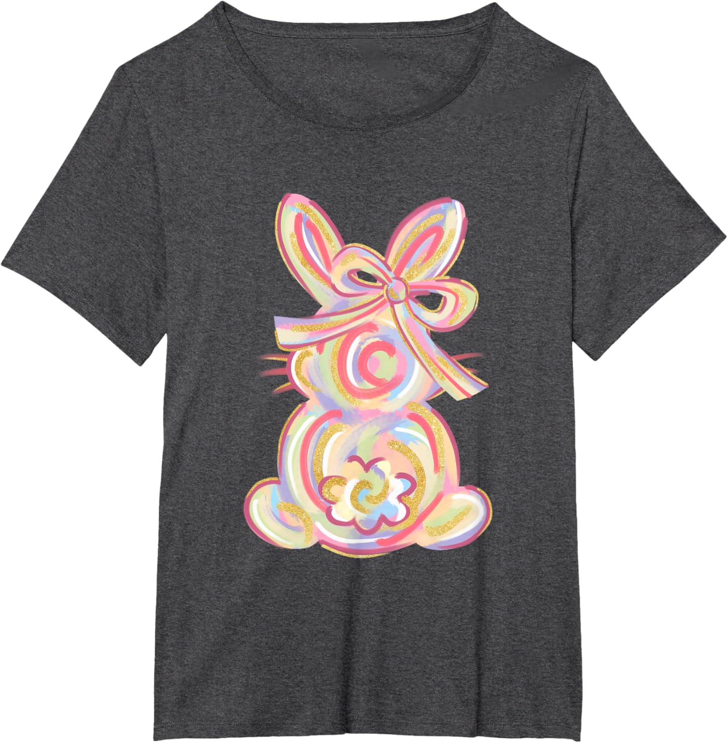 Cute Brushstroke Bunny Easter Day Girls Coquette Bow Easter T-Shirt