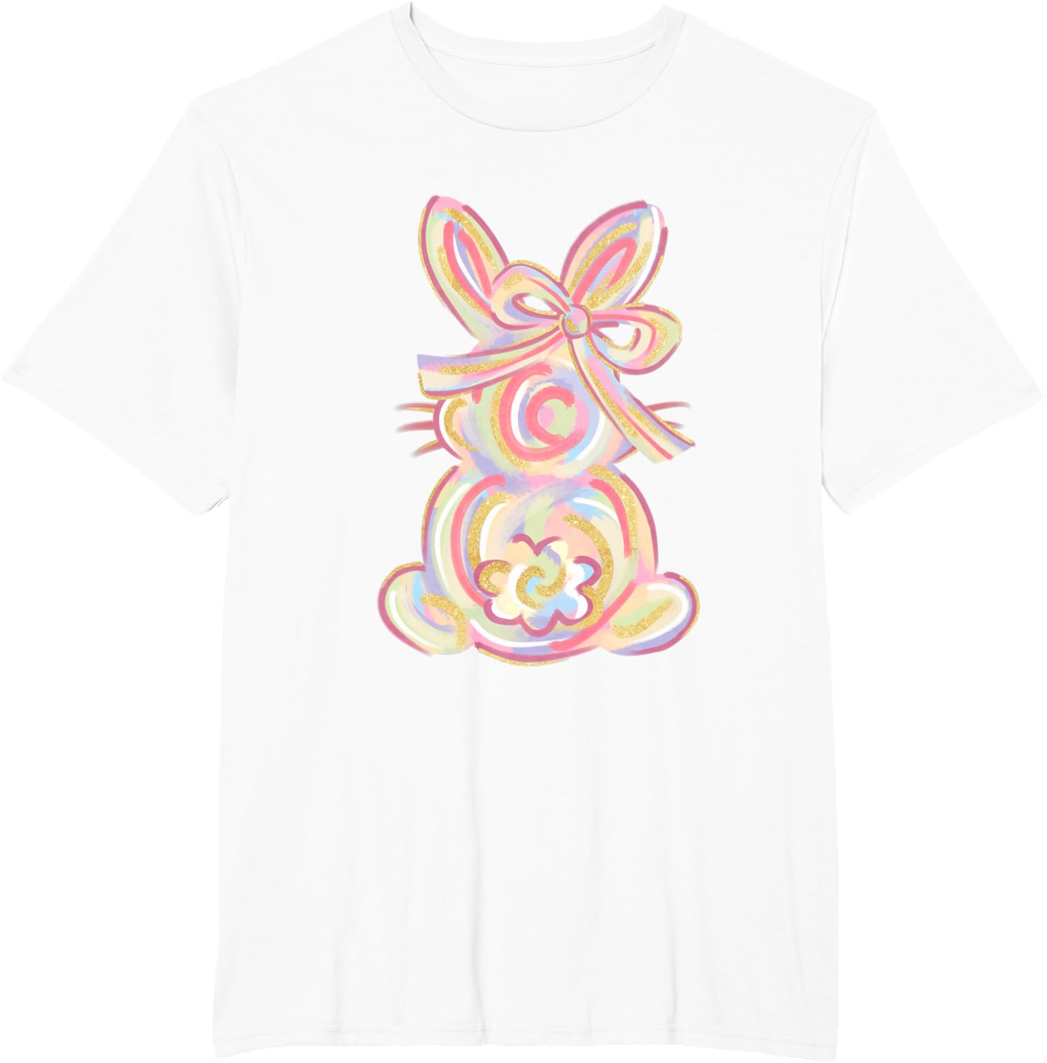 Cute Brushstroke Bunny Easter Day Girls Coquette Bow Easter T-Shirt