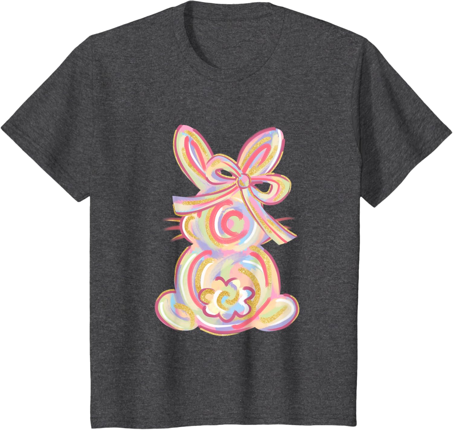 Cute Brushstroke Bunny Easter Day Girls Coquette Bow Easter T-Shirt